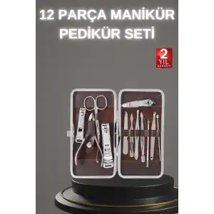 12 Parça Paslanmaz Çelik Kompakt ve Taşınabilir Manikür Makası Tırnak Makası