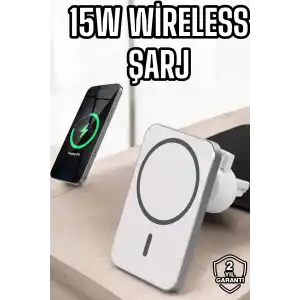 araç uyumlu Kablosuz 15W Taşınabilir Şarj Aleti Çift Kablo