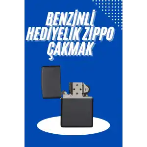 Doldurulabilir Siyah Benzinli Çakmak Metalik