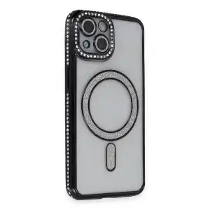 İphone 13 Kılıf Joke Simli Magneticsafe Kılıf - Siyah