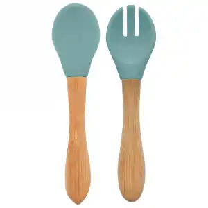 Mama Kaşığı ve Çatal Seti Aqua Green