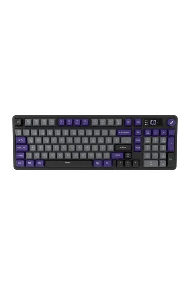 Hawk Gaming HK258 Membrane LCD RGB Kablosuz/Bluetooth Gri Mor Full Türkçe Gaming Klavye