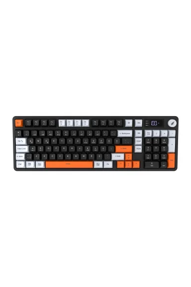 Hawk Gaming HK258 Membrane LCD RGB Kablosuz/Bluetooth Siyah Turuncu Full Türkçe Gaming Klavye