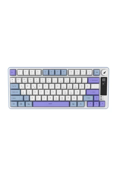 HK255 Membrane LCD RGB Kablosuz/Bluetooth Mavi Mor %75 Türkçe Gaming Klavye
