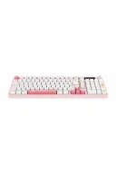 Hawk Gaming HK258 Membrane LCD RGB Kablosuz/Bluetooth Beyaz Pembe Full Türkçe Gaming Klavye