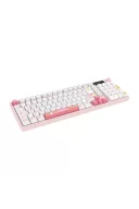 HK258 Membrane LCD RGB Kablosuz/Bluetooth Beyaz Pembe Full Türkçe Gaming Klavye