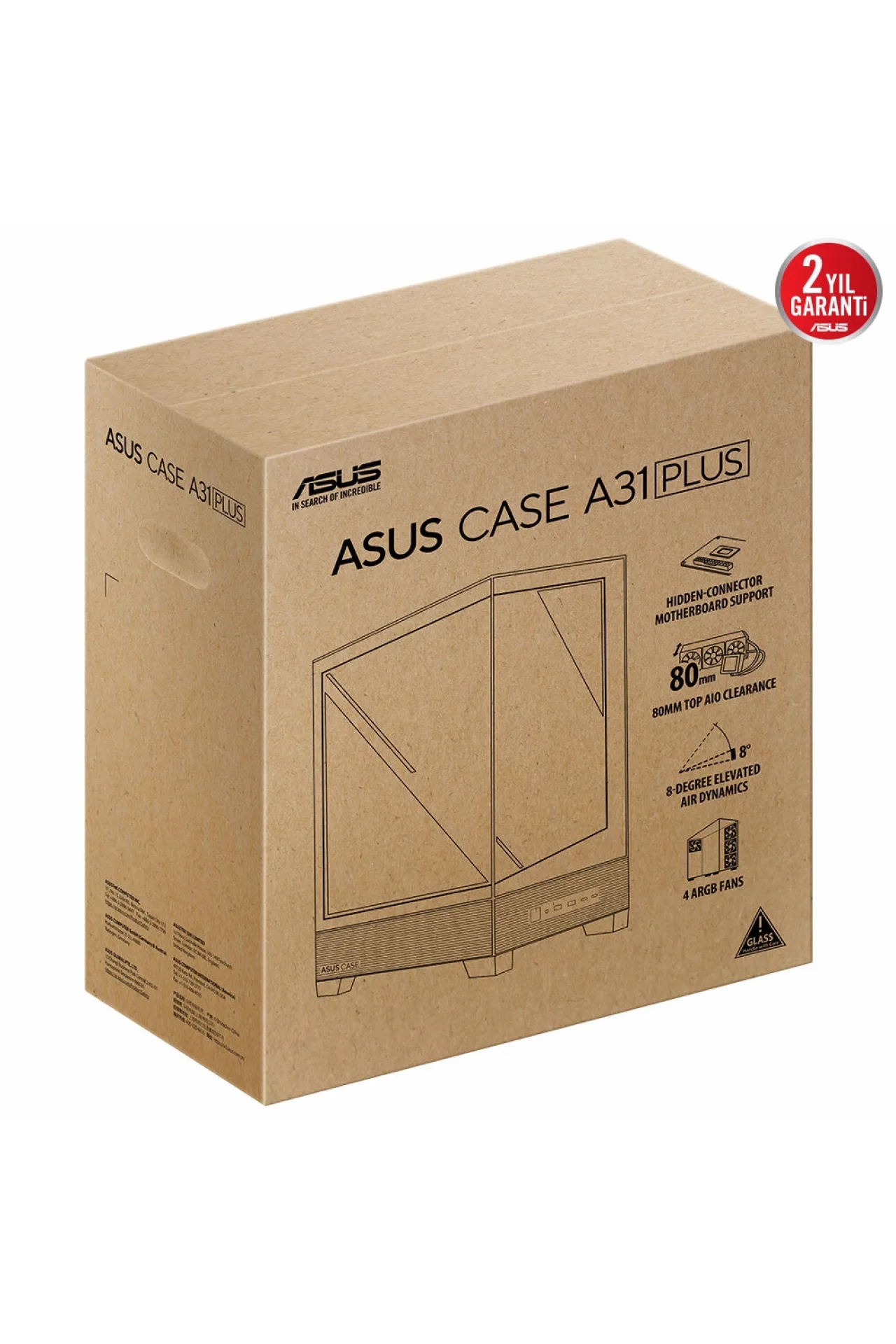 Asus A31 PLUS TG ARGB Siyah Temperli Cam USB 3.2 Mid Tower ATX Gaming Kasa