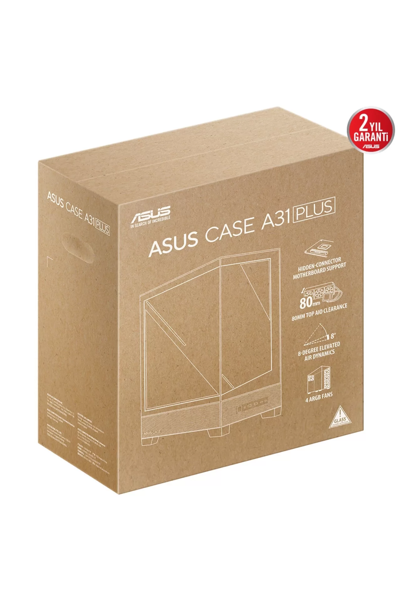 Asus A31 PLUS TG ARGB Beyaz Temperli Cam USB 3.2 Mid Tower ATX Gaming Kasa