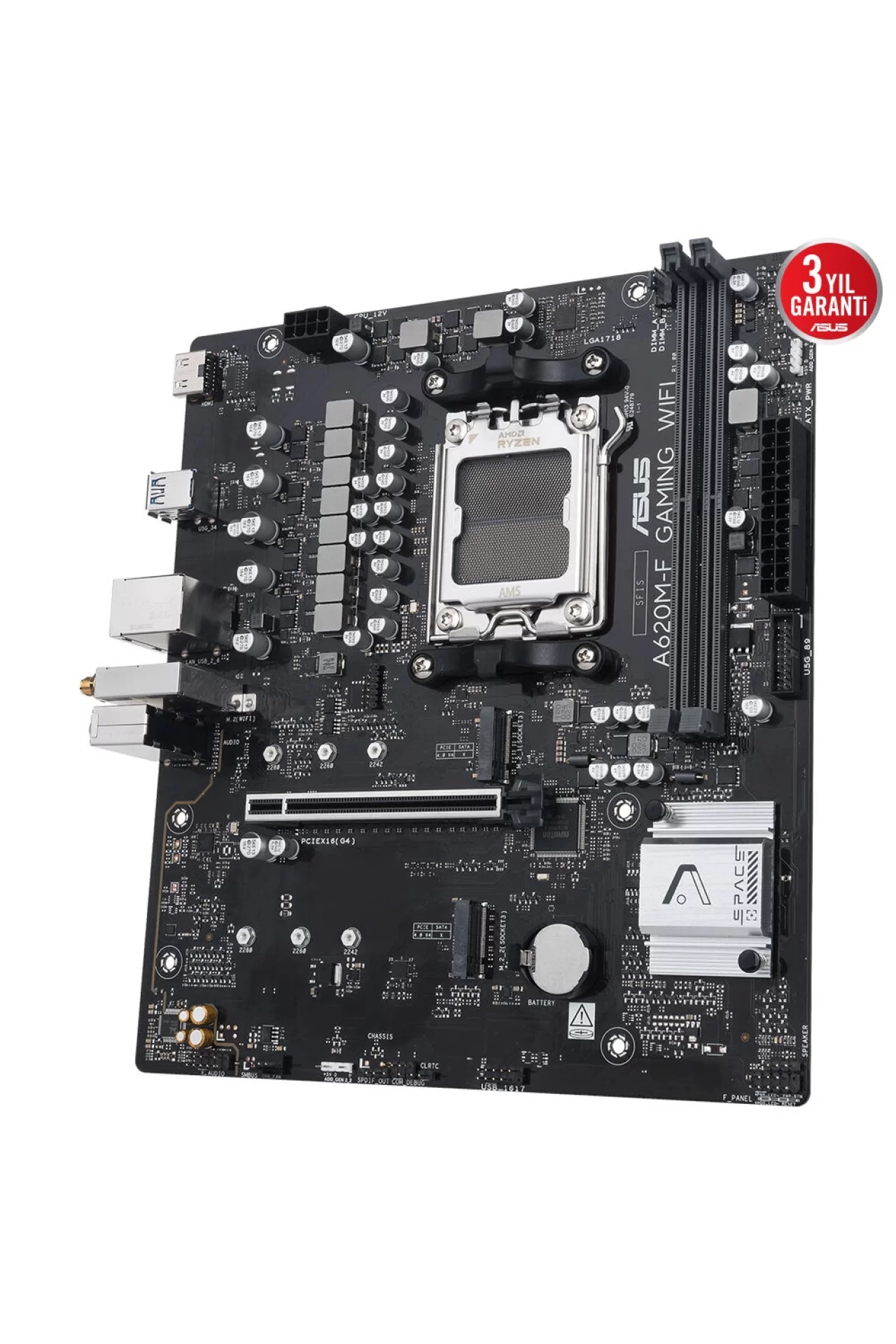 Asus A620M-F Gaming WIFI 8000MHz (OC) DDR5 Soket AM5 M.2 HDMI mATX Anakart