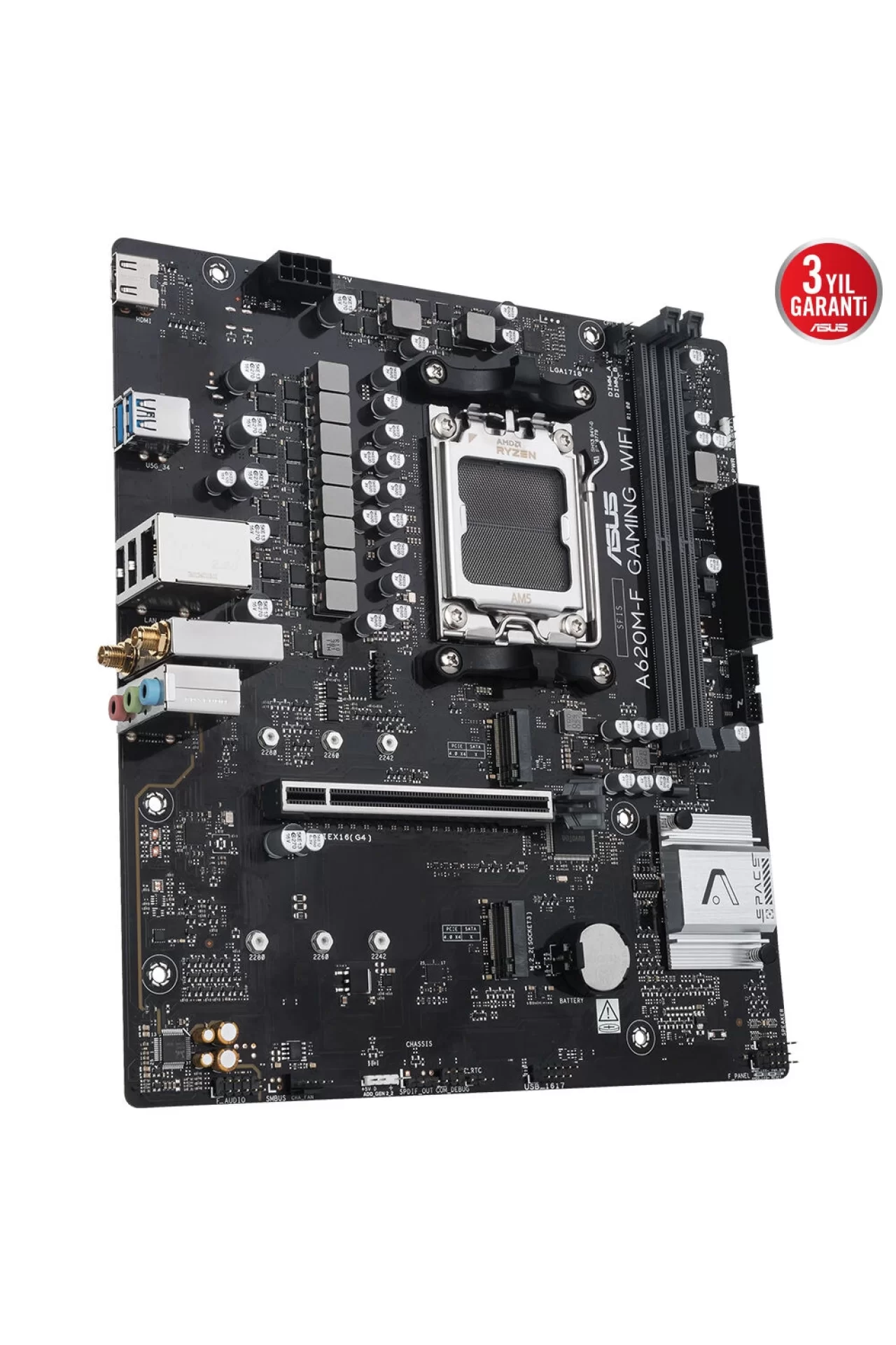 Asus A620M-F Gaming WIFI 8000MHz (OC) DDR5 Soket AM5 M.2 HDMI mATX Anakart