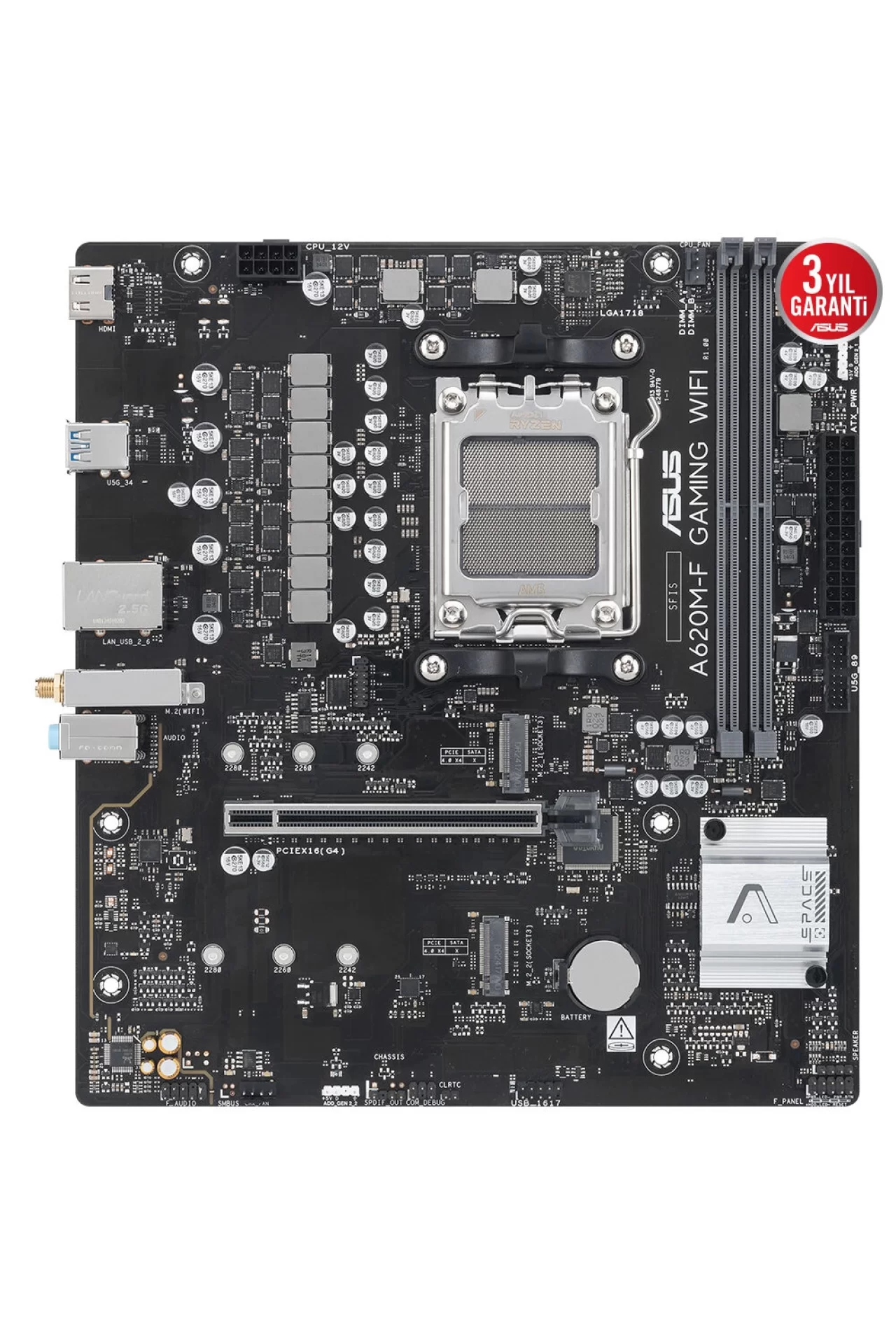 Asus A620M-F Gaming WIFI 8000MHz (OC) DDR5 Soket AM5 M.2 HDMI mATX Anakart