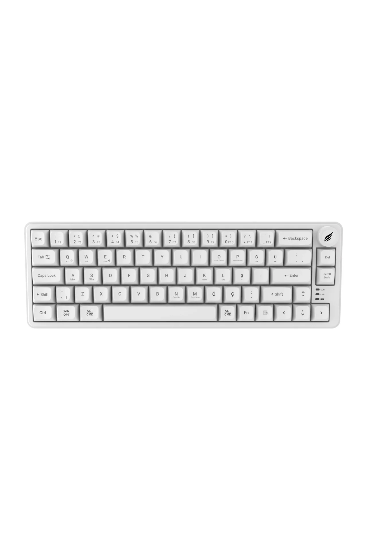 Hawk Gaming HK251 Membrane RGB Kablosuz/Bluetooth Beyaz %65 Türkçe Gaming Klavye