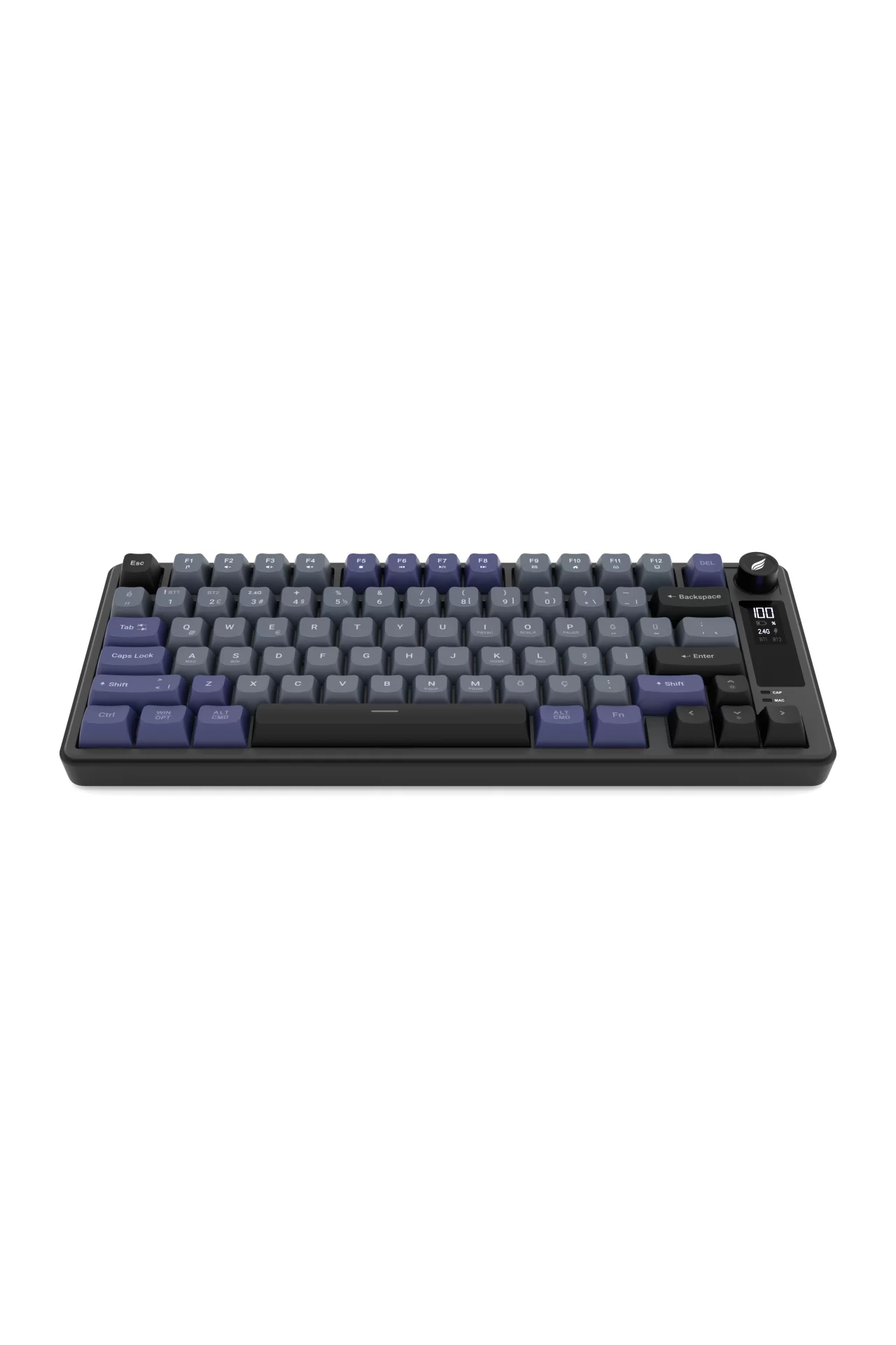Hawk Gaming HK255 Membrane LCD RGB Kablosuz/Bluetooth Siyah Gri %75 Türkçe Gaming Klavye