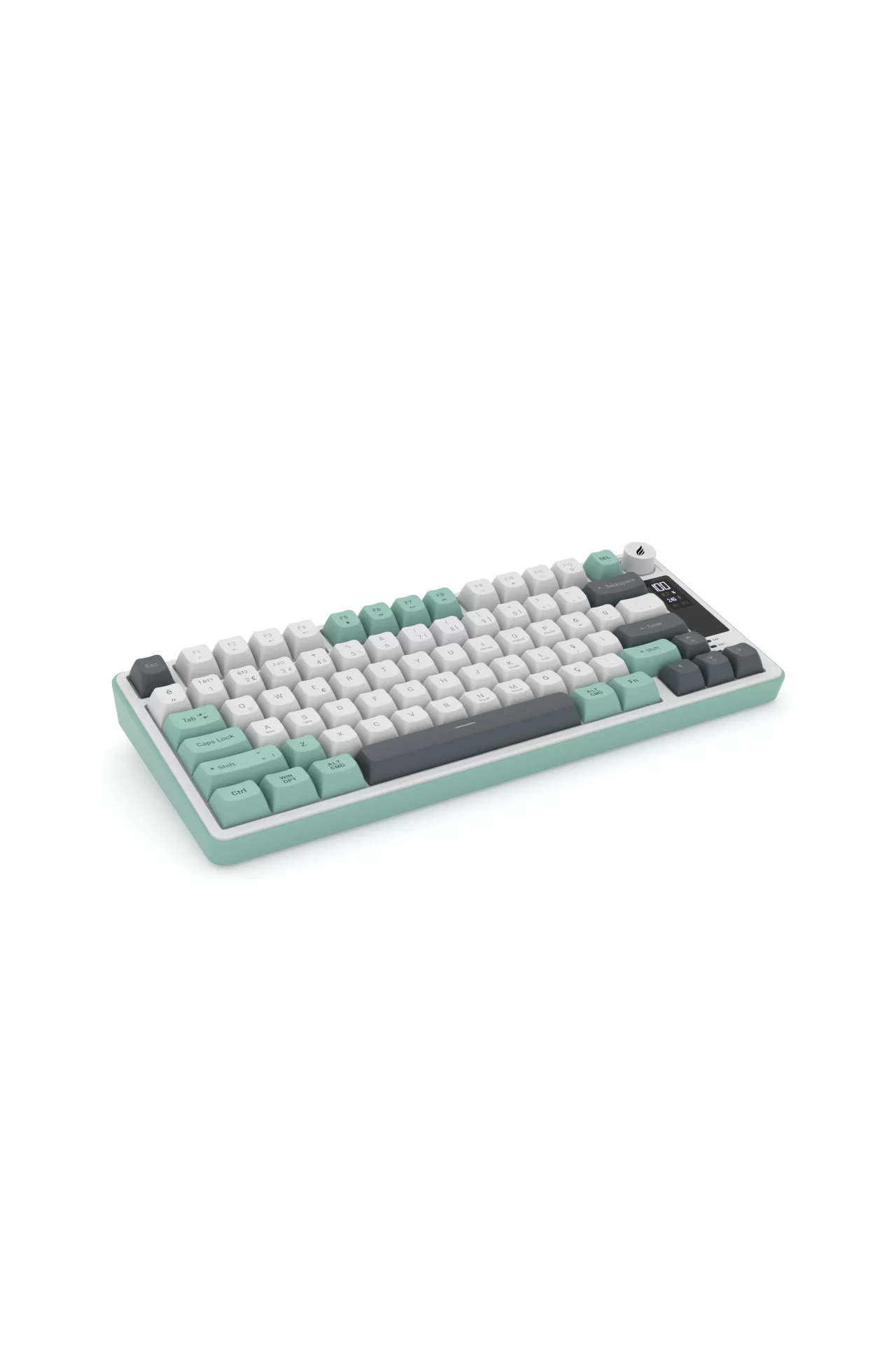 Hawk Gaming HK255 Membrane LCD RGB Kablosuz/Bluetooth Gri Yeşil %75 Türkçe Gaming Klavye