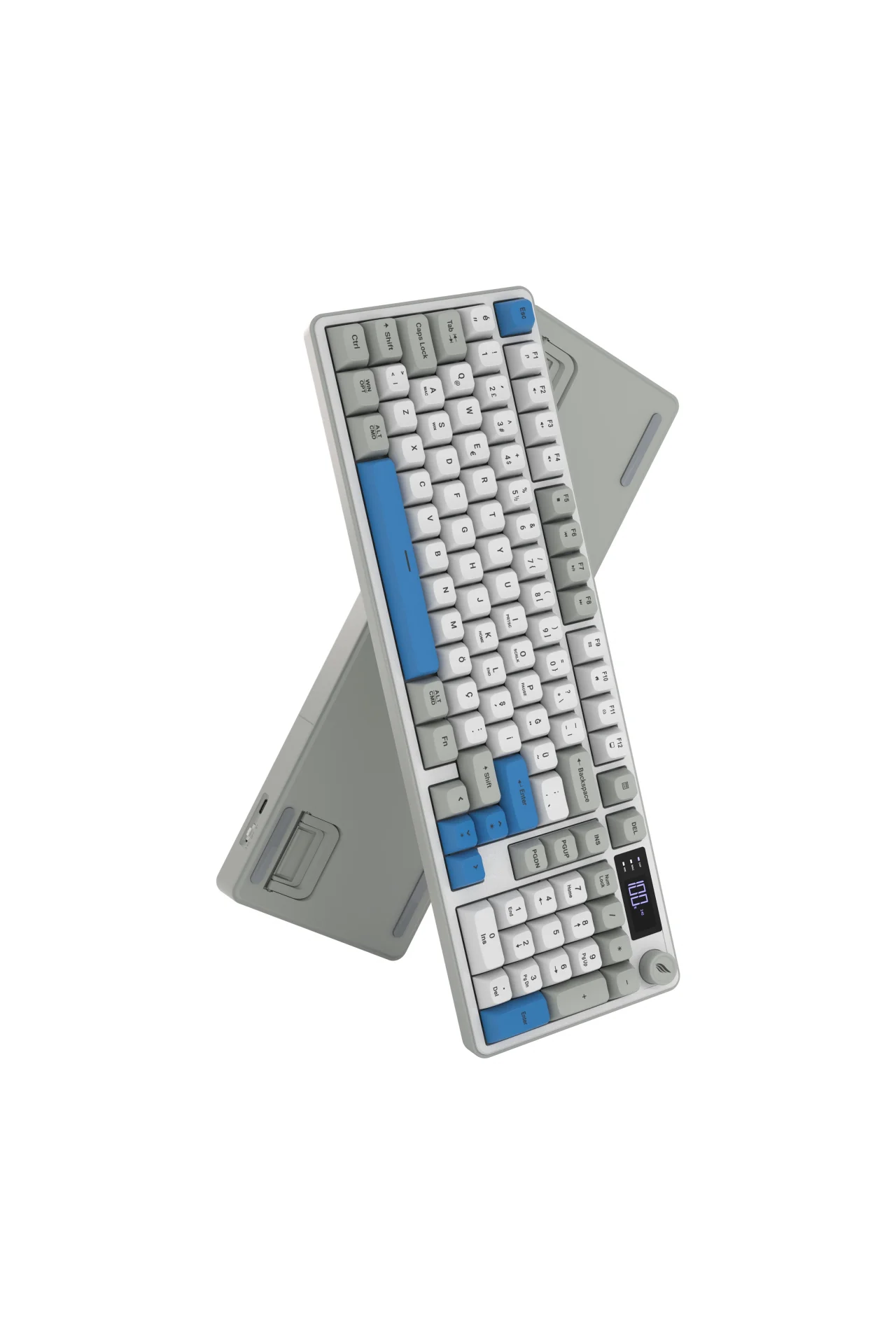 Hawk Gaming HK258 Membrane LCD RGB Kablosuz/Bluetooth Beyaz Mavi Full Türkçe Gaming Klavye