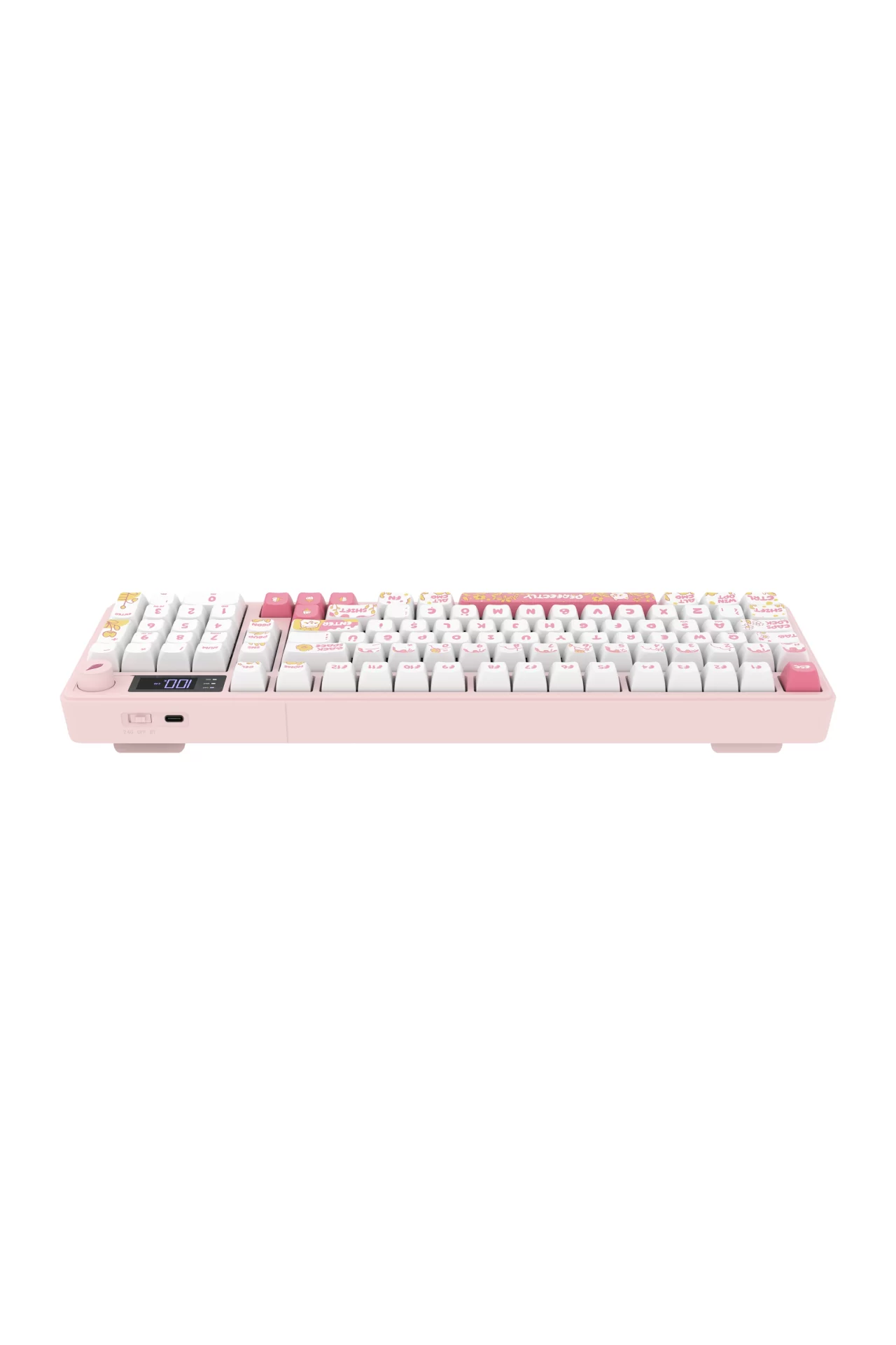Hawk Gaming HK258 Membrane LCD RGB Kablosuz/Bluetooth Beyaz Pembe Full Türkçe Gaming Klavye