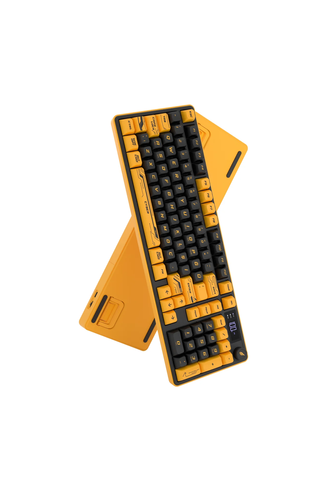 Hawk Gaming HK258 Membrane LCD RGB Kablosuz/Bluetooth Cyber Sarı Siyah Full Türkçe Gaming Klavye
