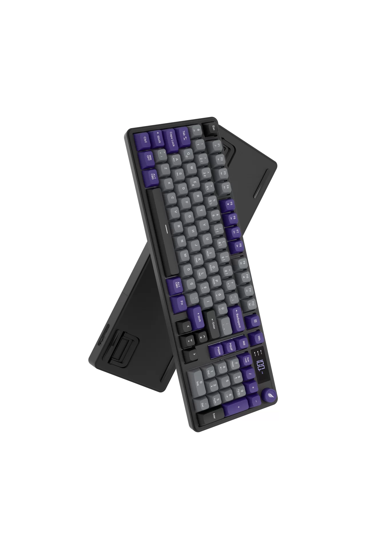 Hawk Gaming HK258 Membrane LCD RGB Kablosuz/Bluetooth Gri Mor Full Türkçe Gaming Klavye