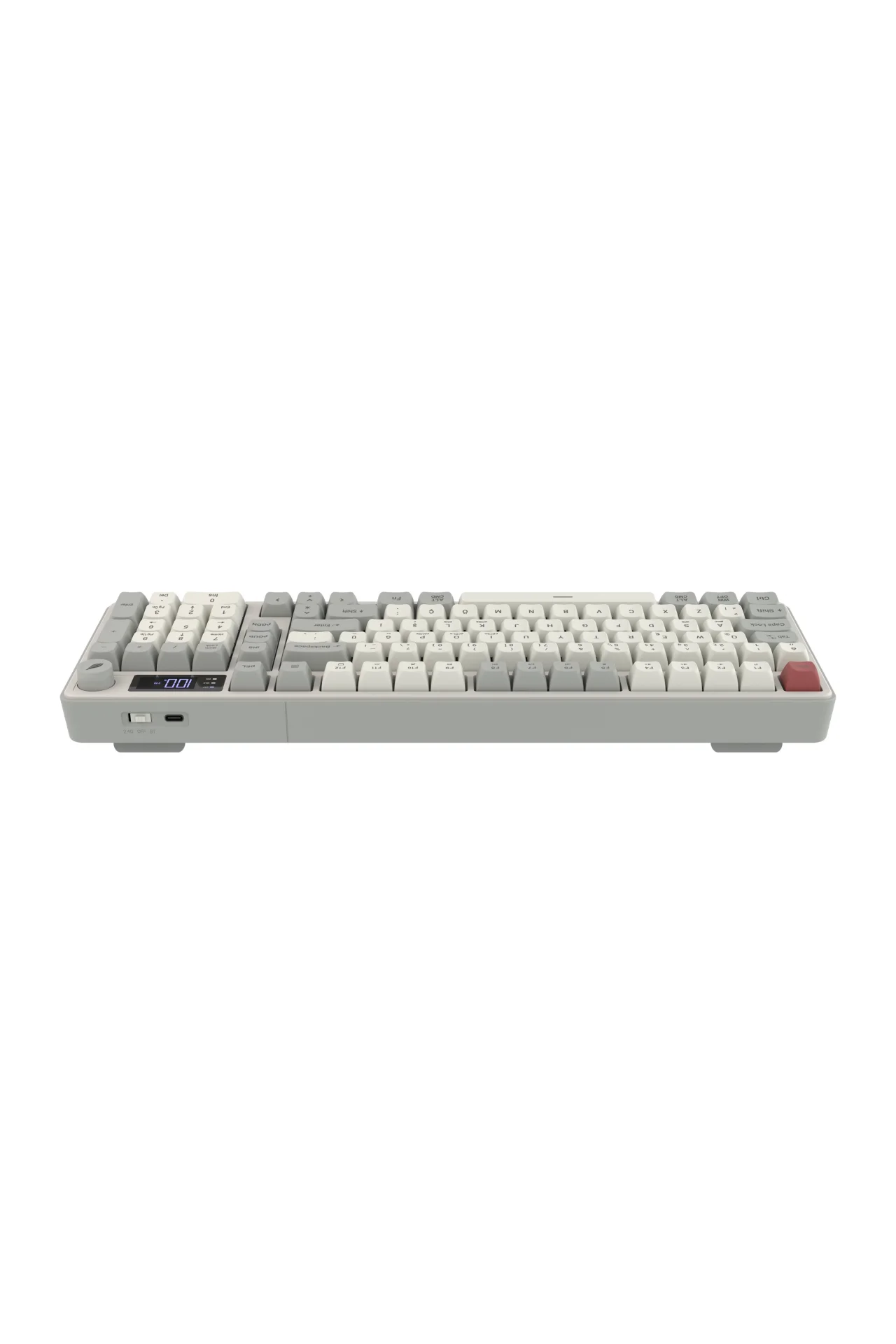 Hawk Gaming HK258 Membrane LCD RGB Kablosuz/Bluetooth Kırmızı Haki Full Türkçe Gaming Klavye