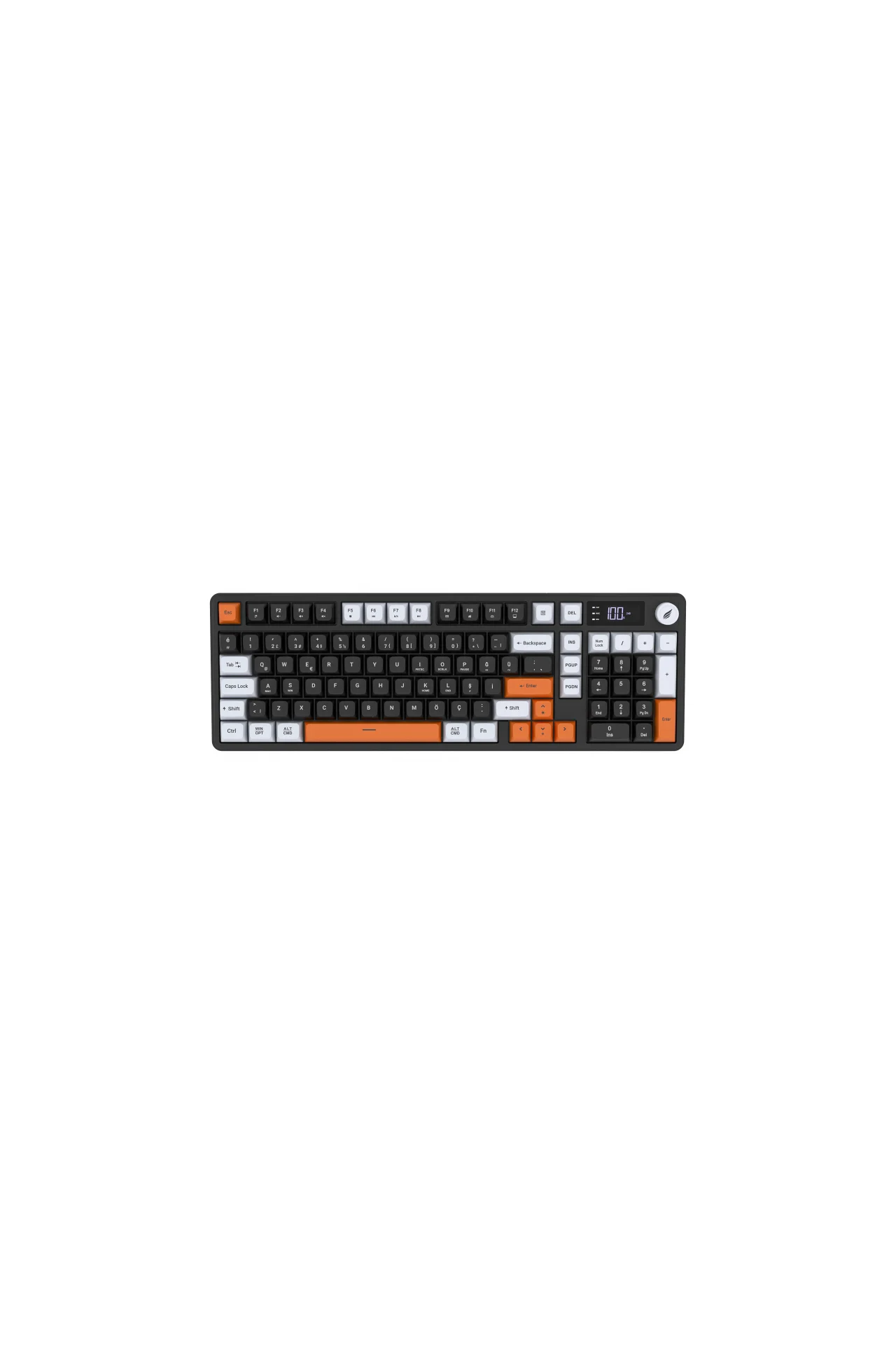 Hawk Gaming HK258 Membrane LCD RGB Kablosuz/Bluetooth Siyah Turuncu Full Türkçe Gaming Klavye