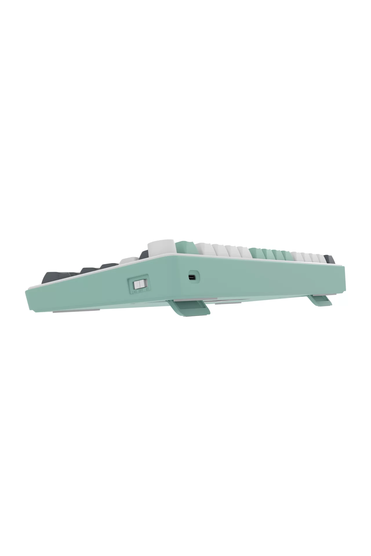HK255 Membrane LCD RGB Kablosuz/Bluetooth Gri Yeşil %75 Türkçe Gaming Klavye