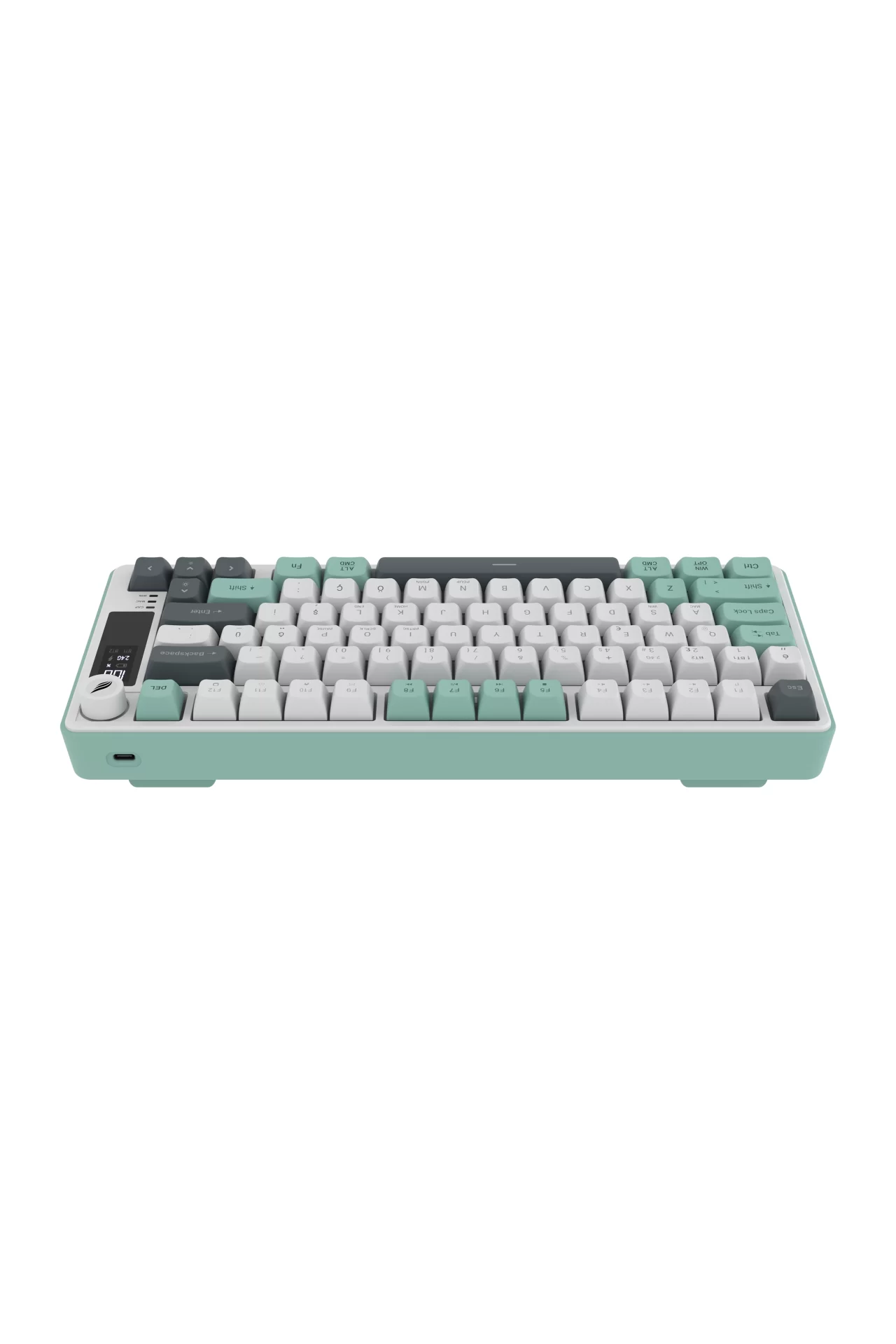 HK255 Membrane LCD RGB Kablosuz/Bluetooth Gri Yeşil %75 Türkçe Gaming Klavye