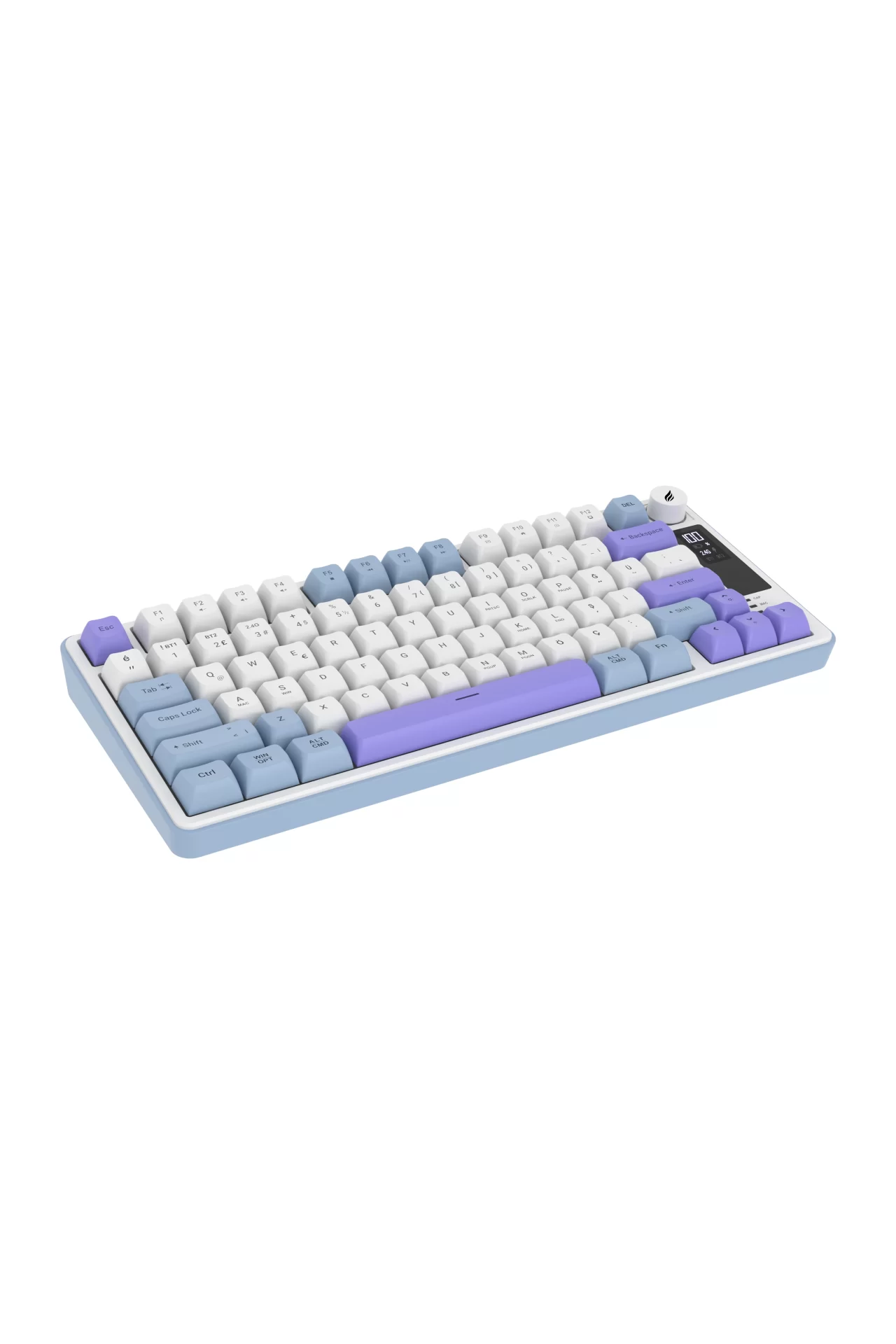 HK255 Membrane LCD RGB Kablosuz/Bluetooth Mavi Mor %75 Türkçe Gaming Klavye