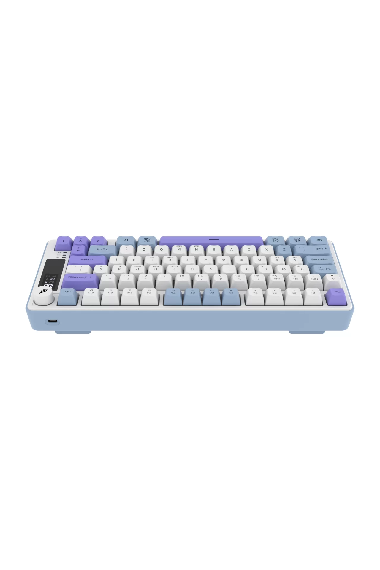 HK255 Membrane LCD RGB Kablosuz/Bluetooth Mavi Mor %75 Türkçe Gaming Klavye