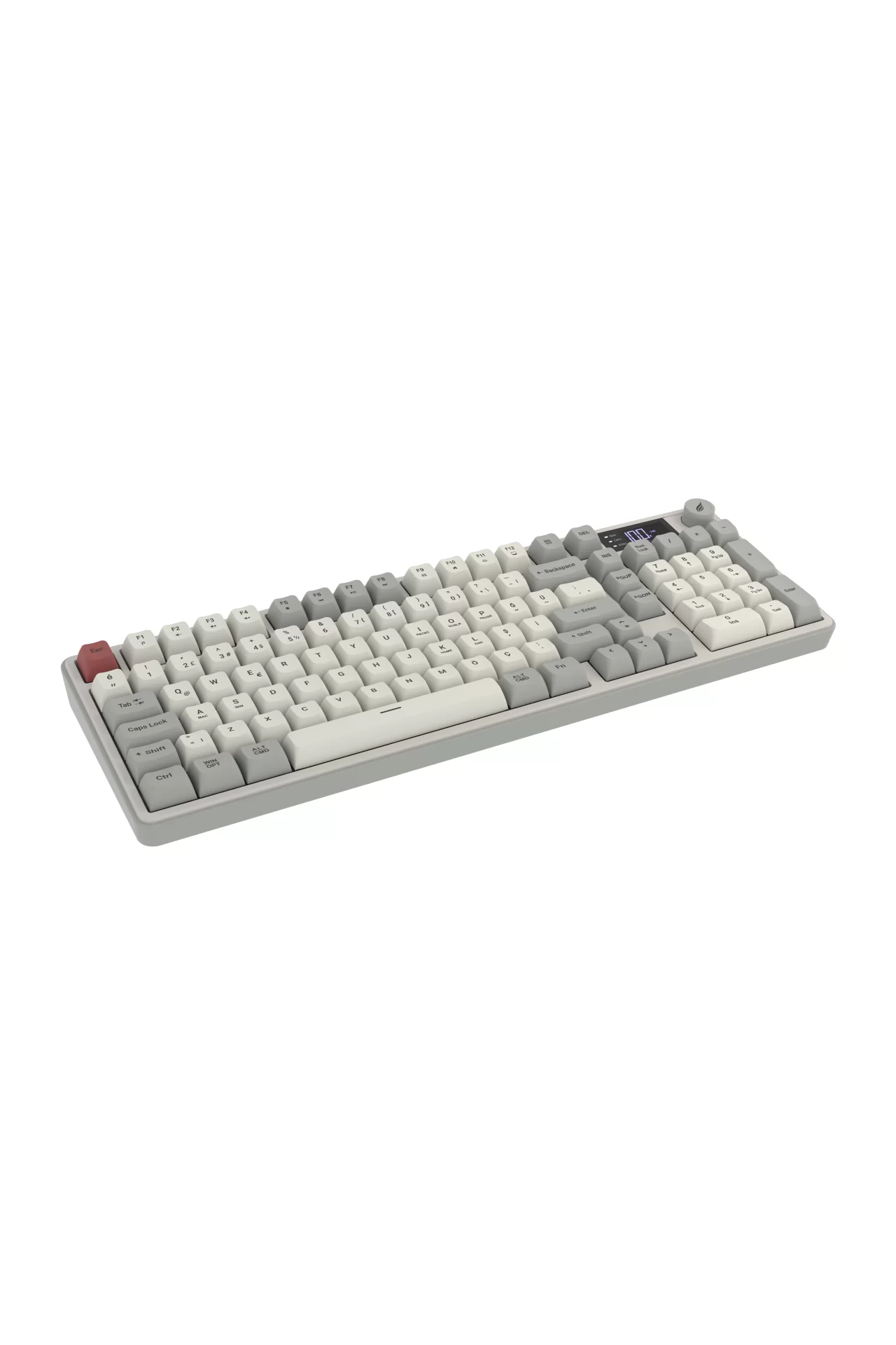 HK258 Membrane LCD RGB Kablosuz/Bluetooth Kırmızı Haki Full Türkçe Gaming Klavye