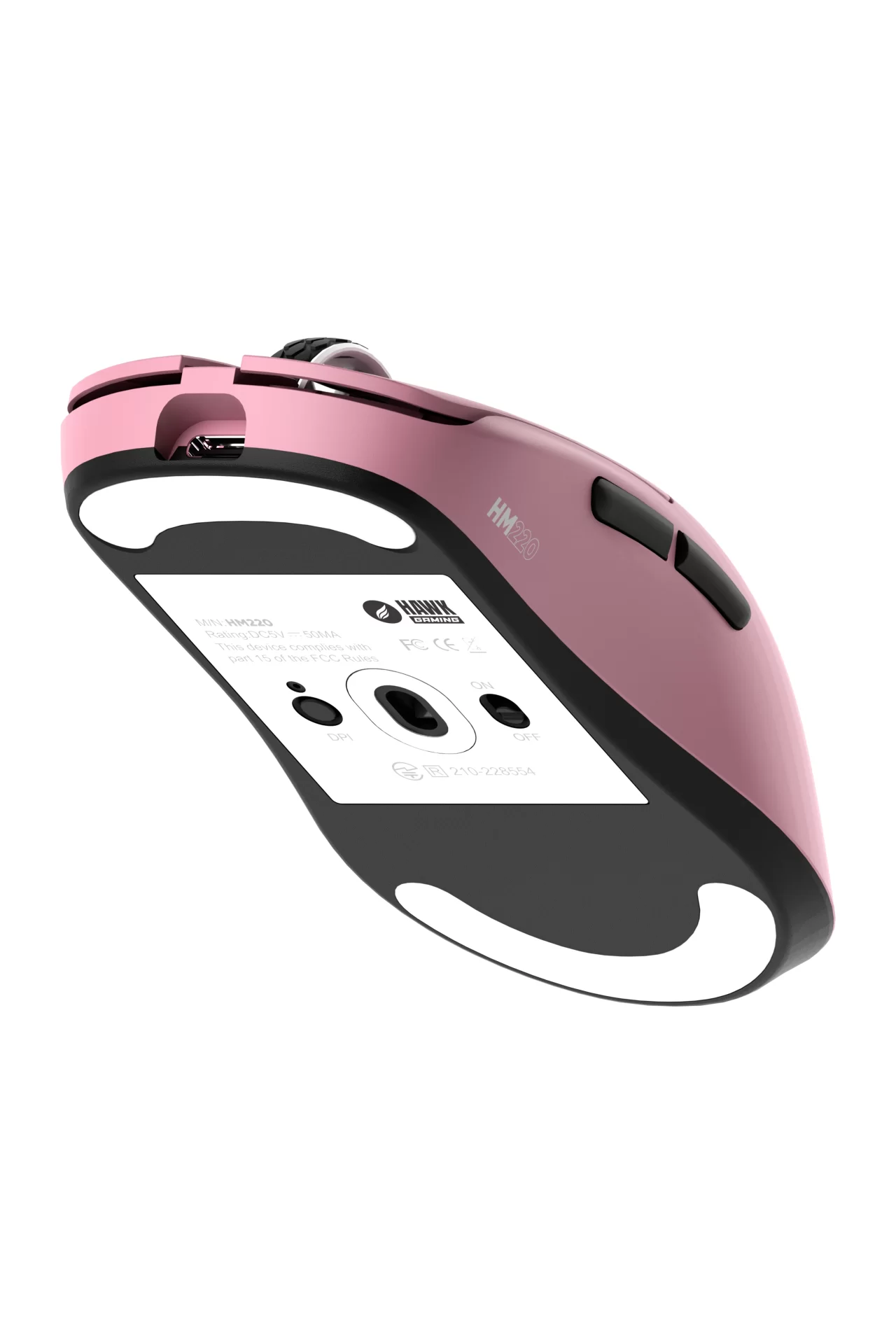 HM220 1K Hz 12000 DPI Tri-Mode Kablosuz/Bluetooth Pembe Gaming Mouse
