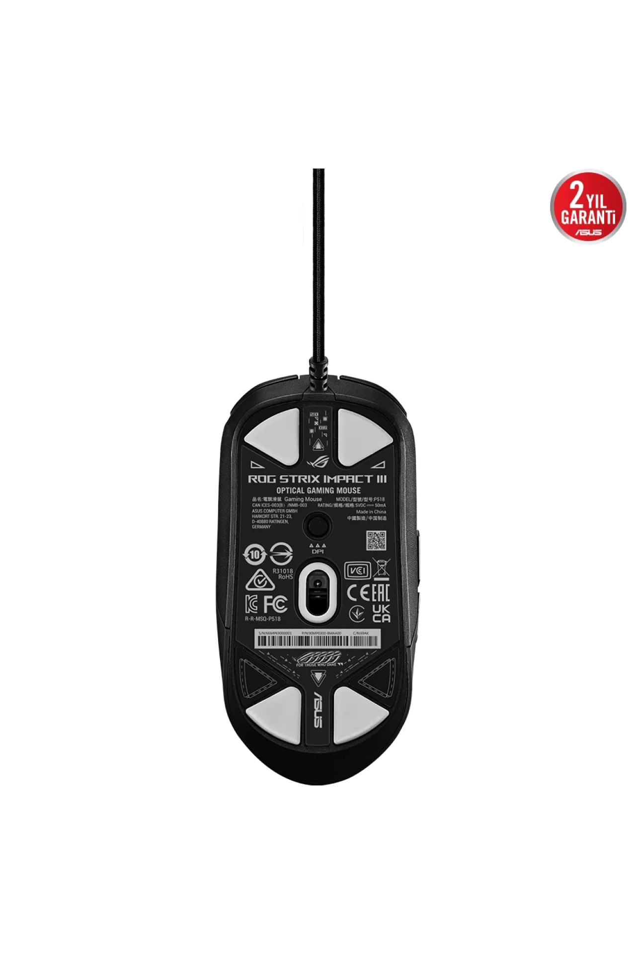 Asus ROG Strix Impact III Wireless Siyah Kablosuz Gaming Mouse (90MP03D0-BMUA00)