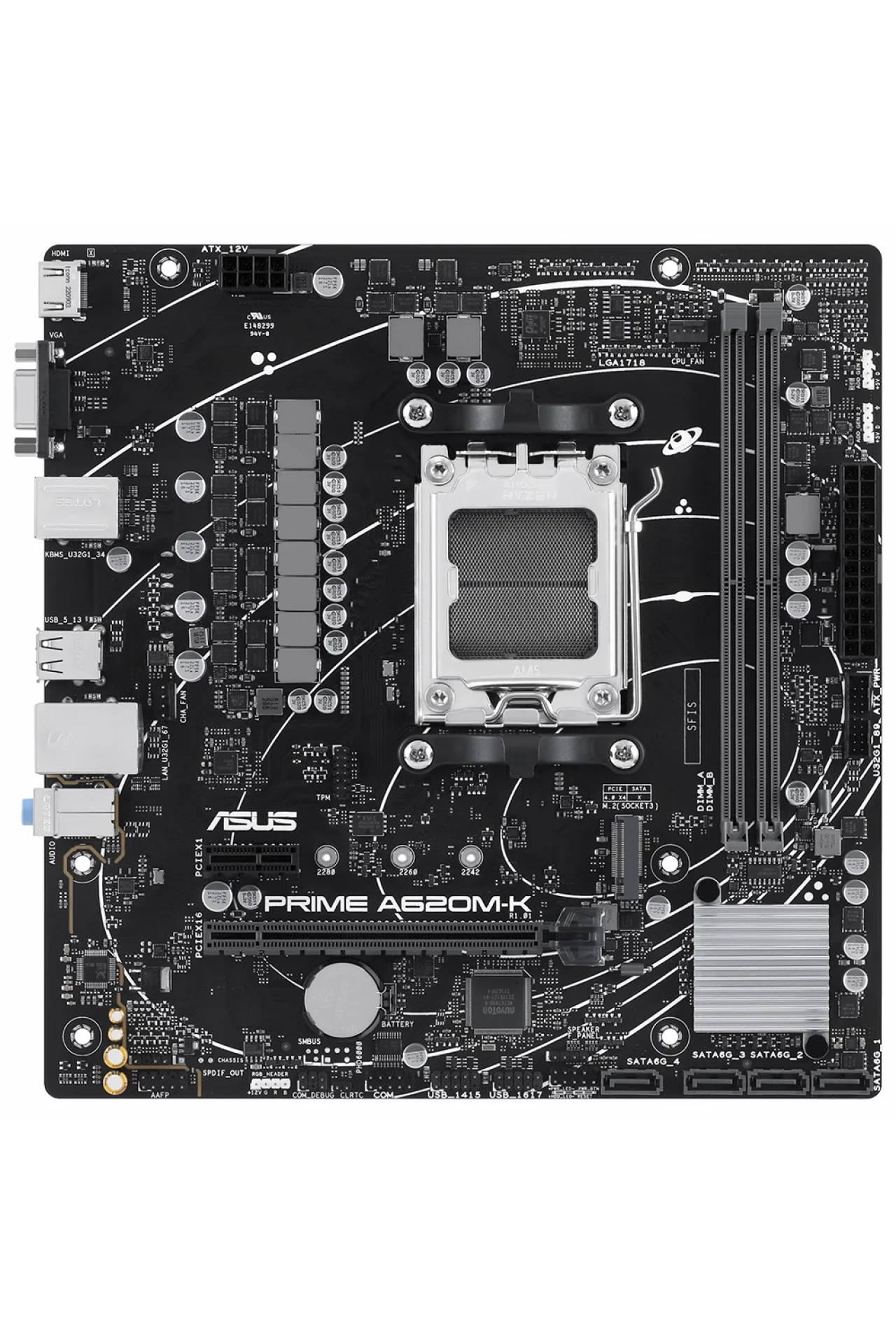Asus Prime A620M-K DDR5 (6400MHz)OC M.2 VGA/HDMI PCIe 4.0 AM5 mATX Anakart