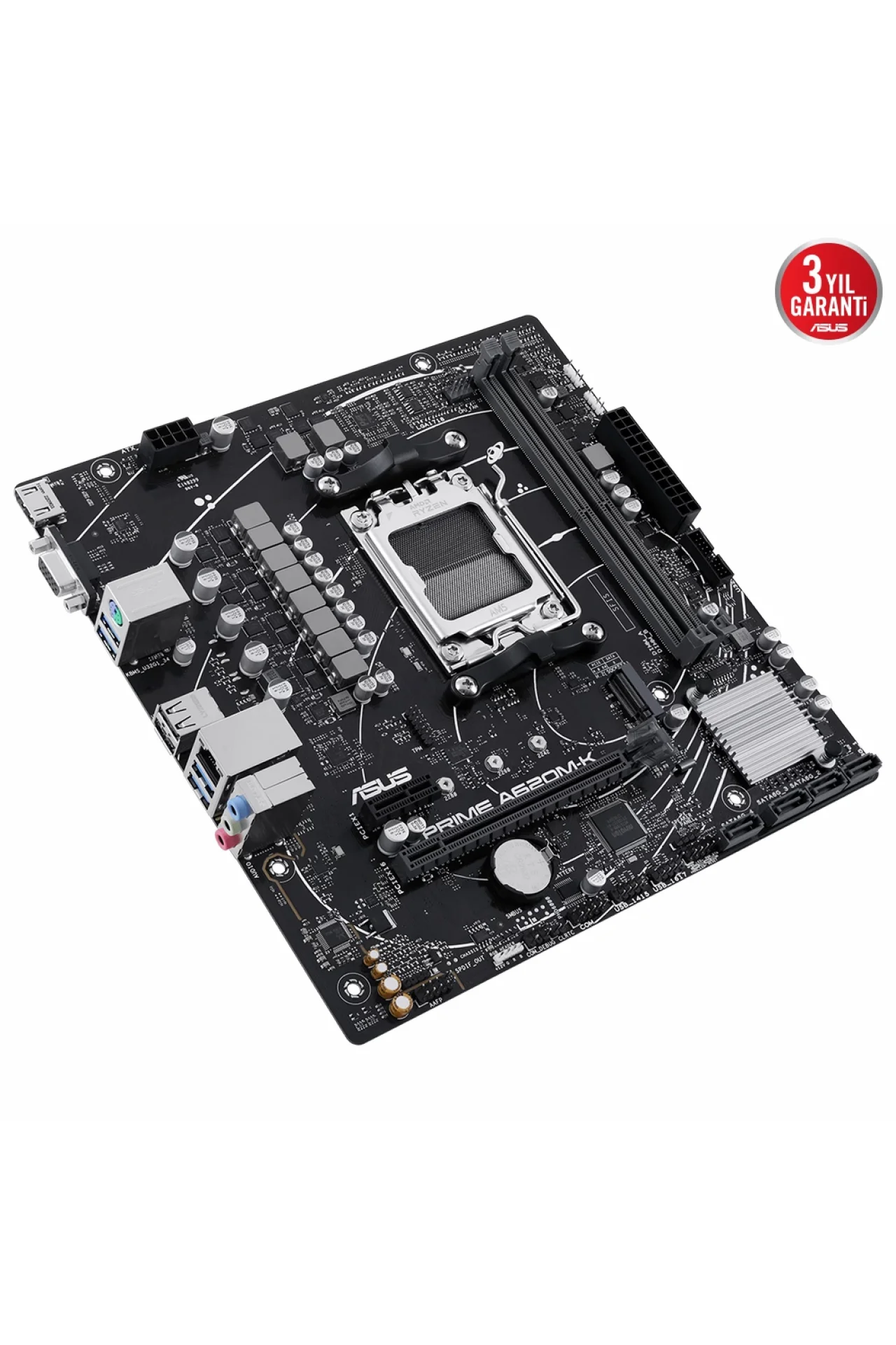 Asus Prime A620M-K DDR5 (6400MHz)OC M.2 VGA/HDMI PCIe 4.0 AM5 mATX Anakart