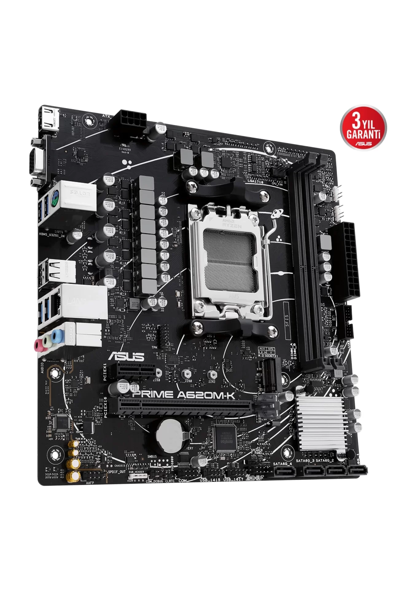 Asus Prime A620M-K DDR5 (6400MHz)OC M.2 VGA/HDMI PCIe 4.0 AM5 mATX Anakart