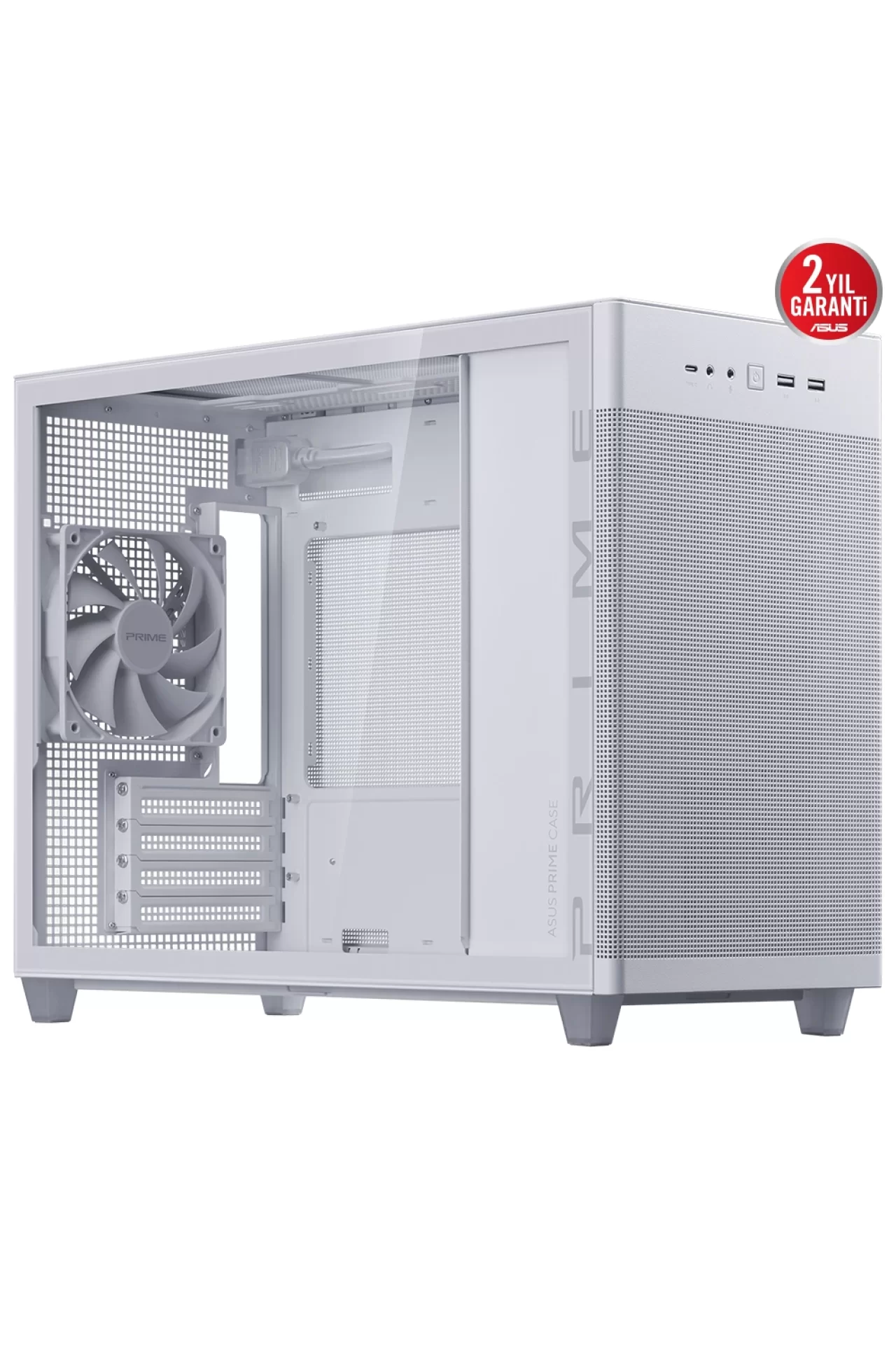 Asus Prime AP201 USB 3.2 Tempered Glass Mesh MicroATX Beyaz Kasa