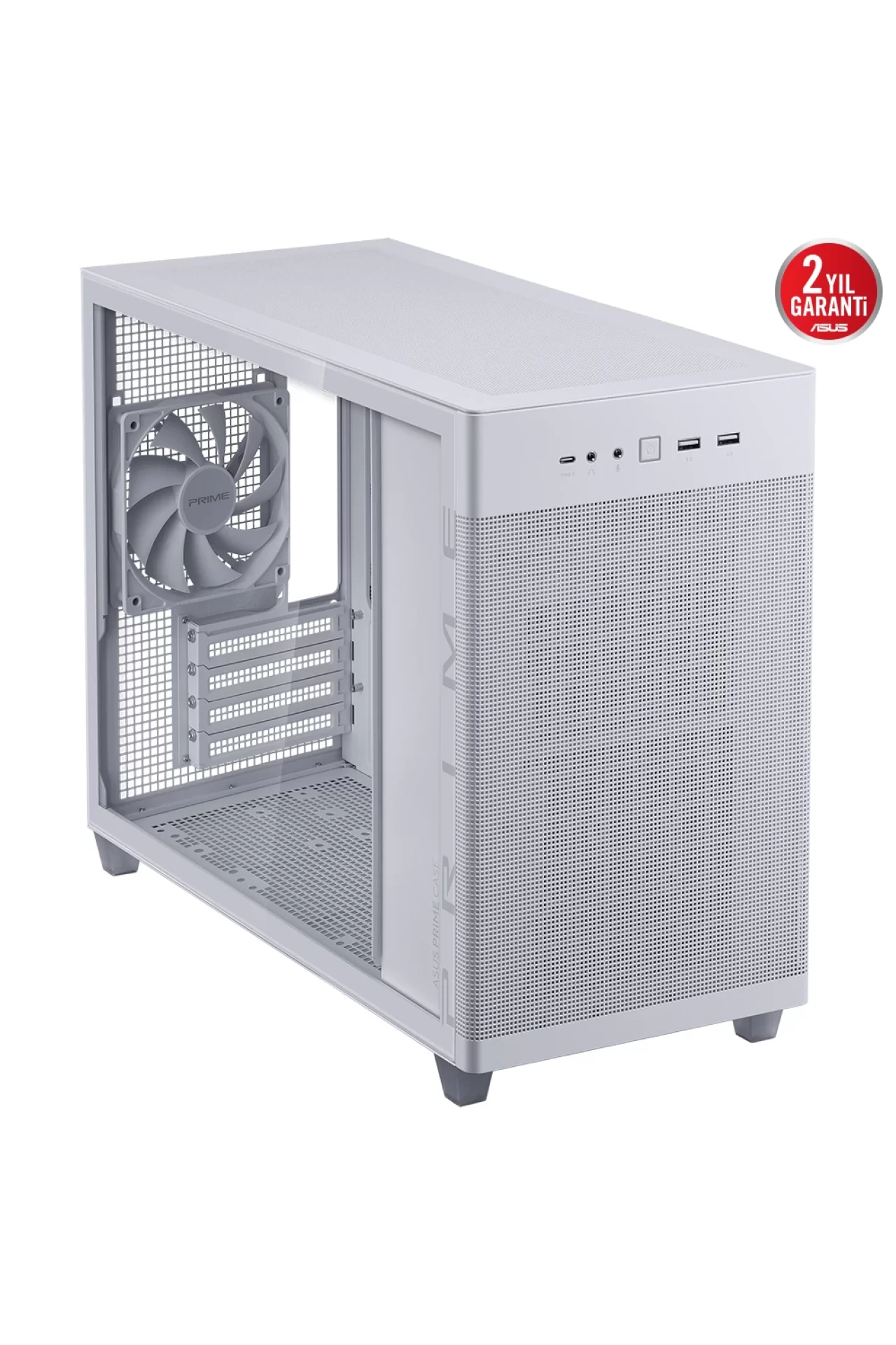 Asus Prime AP201 USB 3.2 Tempered Glass Mesh MicroATX Beyaz Kasa