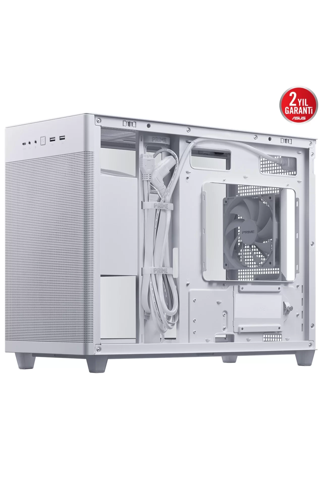 Asus Prime AP201 USB 3.2 Tempered Glass Mesh MicroATX Beyaz Kasa