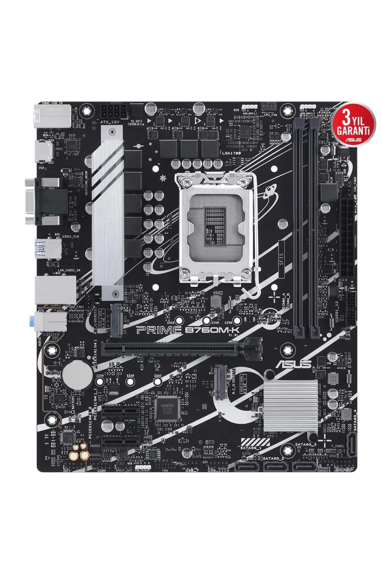 Asus Prime B760M-K 8000MHz (OC) DDR5 Soket 1700 M.2 HDMI mATX Anakart
