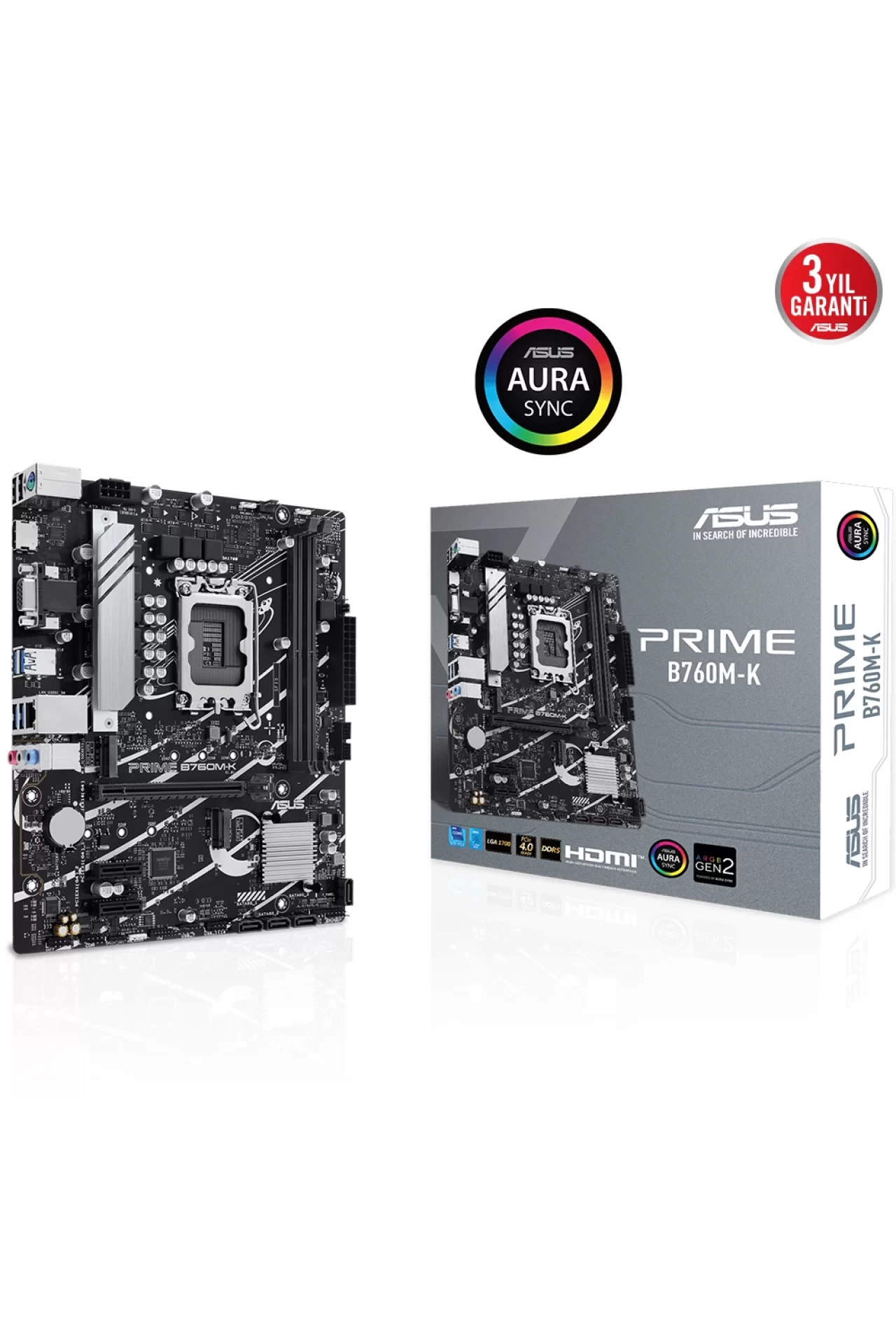 Asus Prime B760M-K 8000MHz (OC) DDR5 Soket 1700 M.2 HDMI mATX Anakart