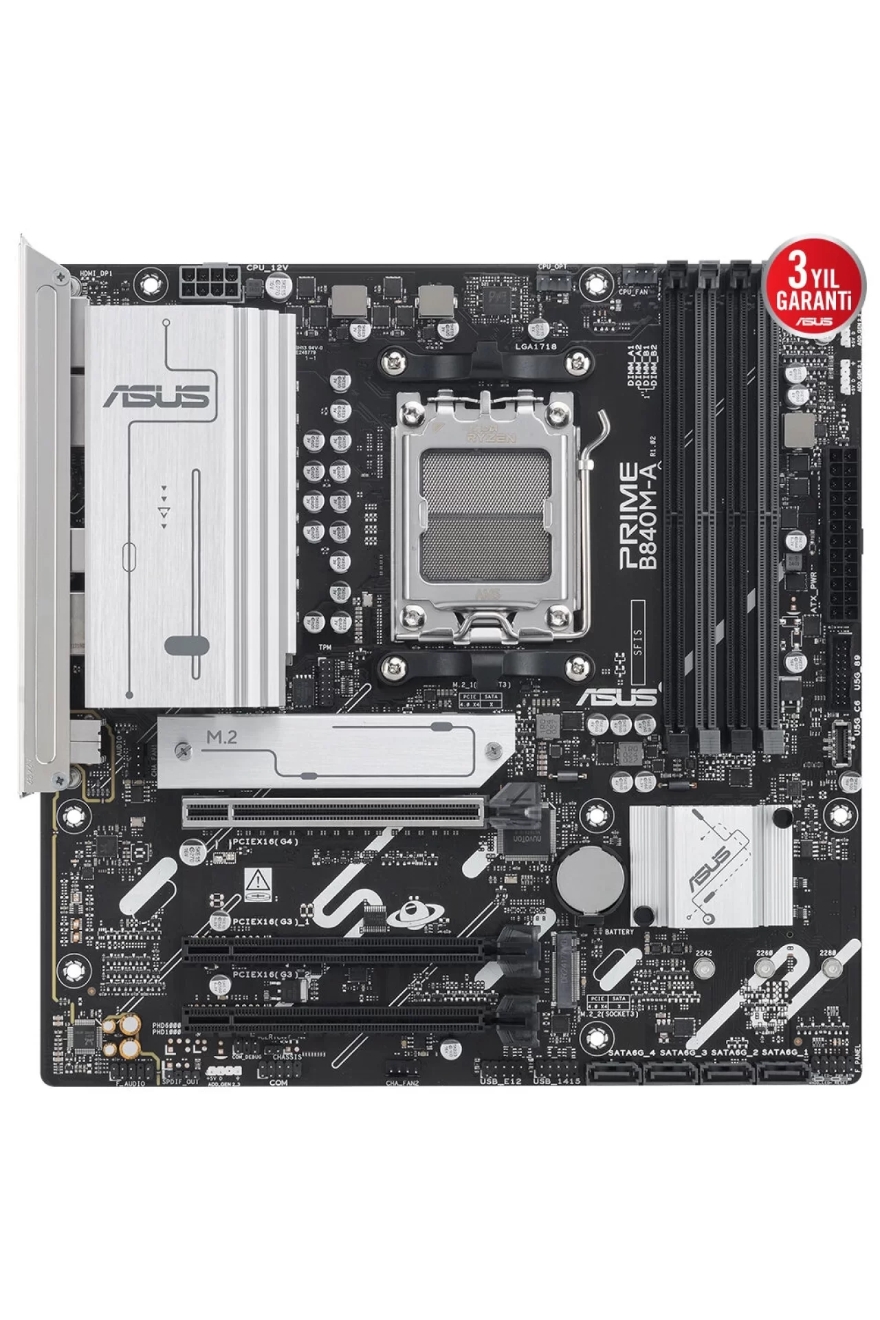 Asus Prime B840M-A-CSM 7600MHz (OC) DDR5 Soket AM5 M.2 HDMI DP mATX Anakart
