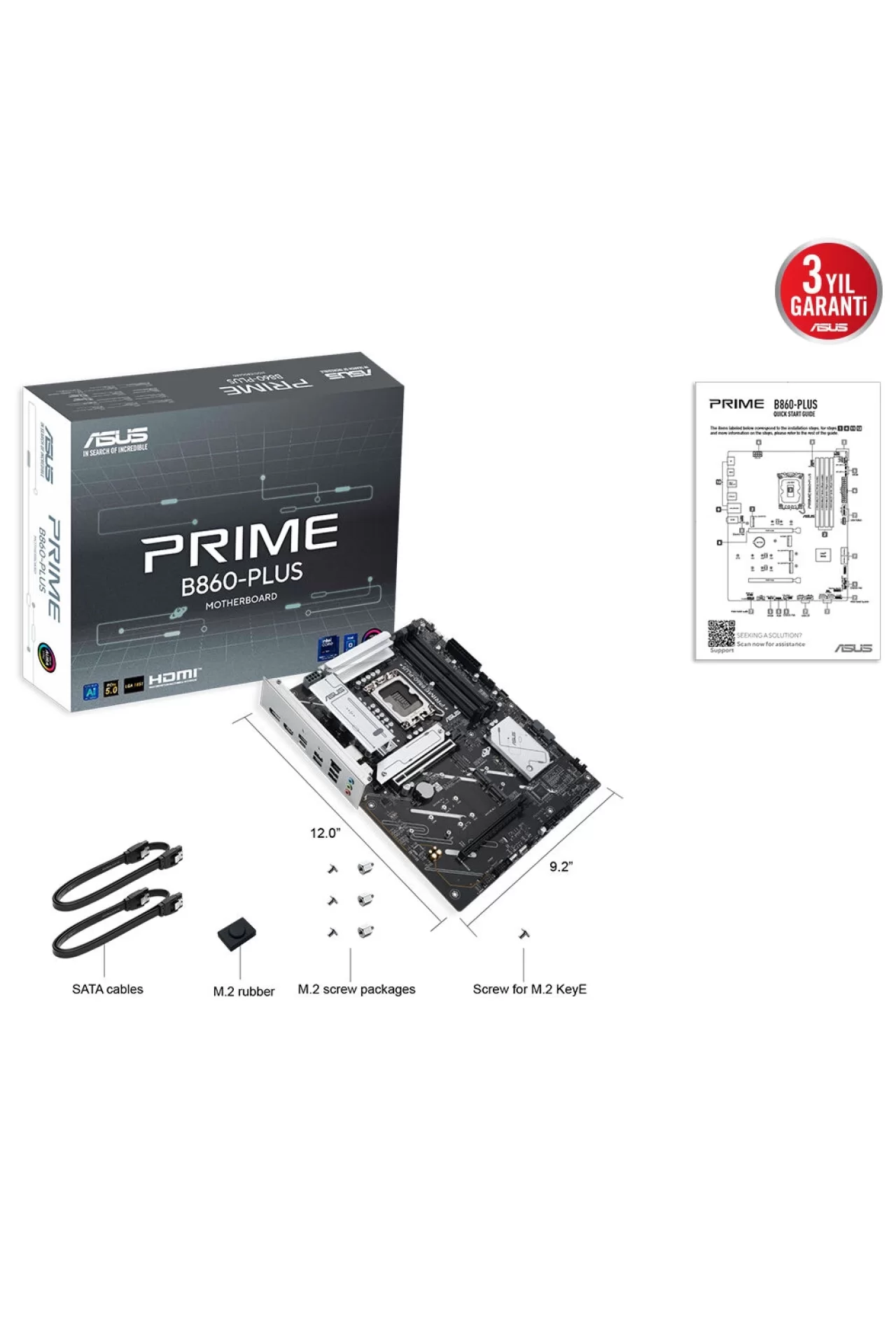 Asus Prime B860-PLUS-CSM 8666MHz (OC) DDR5 Soket LGA1851 M.2 HDMI DP ATX Anakart