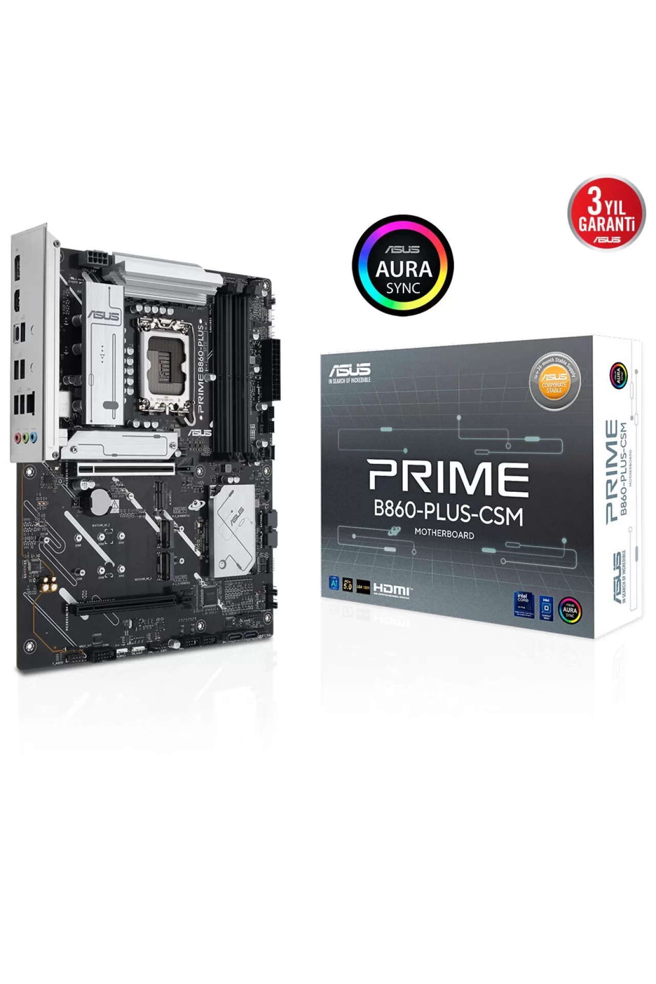 Asus Prime B860-PLUS-CSM 8666MHz (OC) DDR5 Soket LGA1851 M.2 HDMI DP ATX Anakart