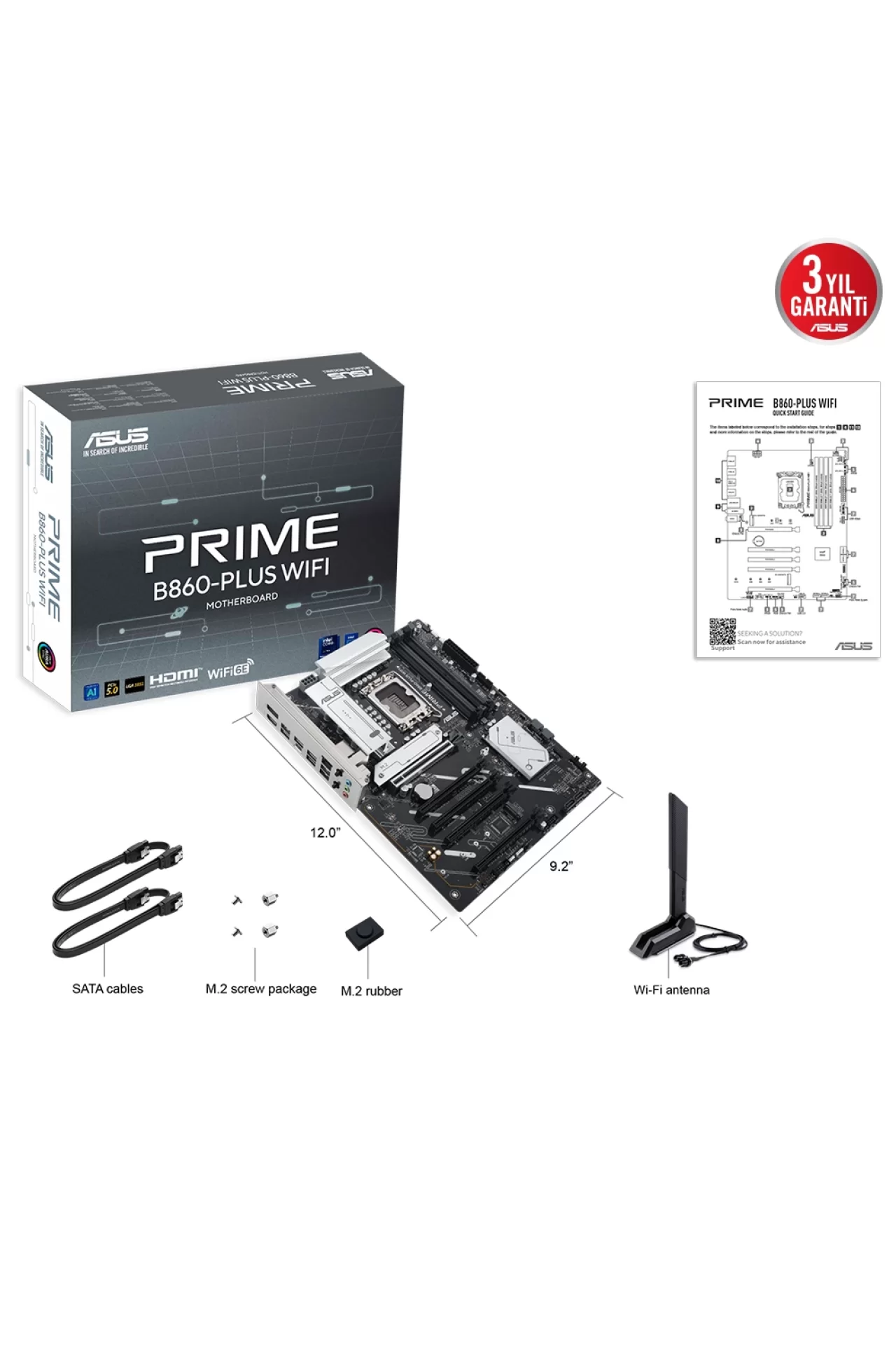 Asus Prime B860-PLUS WiFi 8200MHz (OC) DDR5 Soket LGA1851 M.2 HDMI DP ATX Anakart