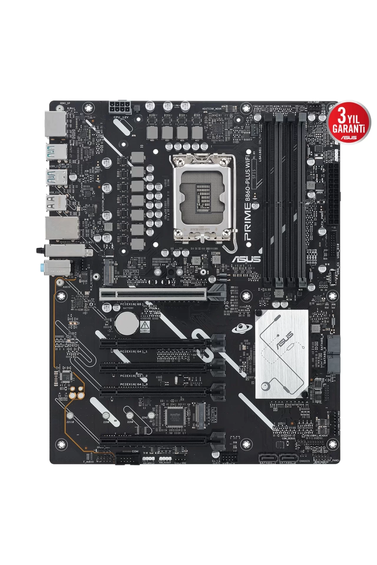 Asus Prime B860-PLUS WiFi 8200MHz (OC) DDR5 Soket LGA1851 M.2 HDMI DP ATX Anakart