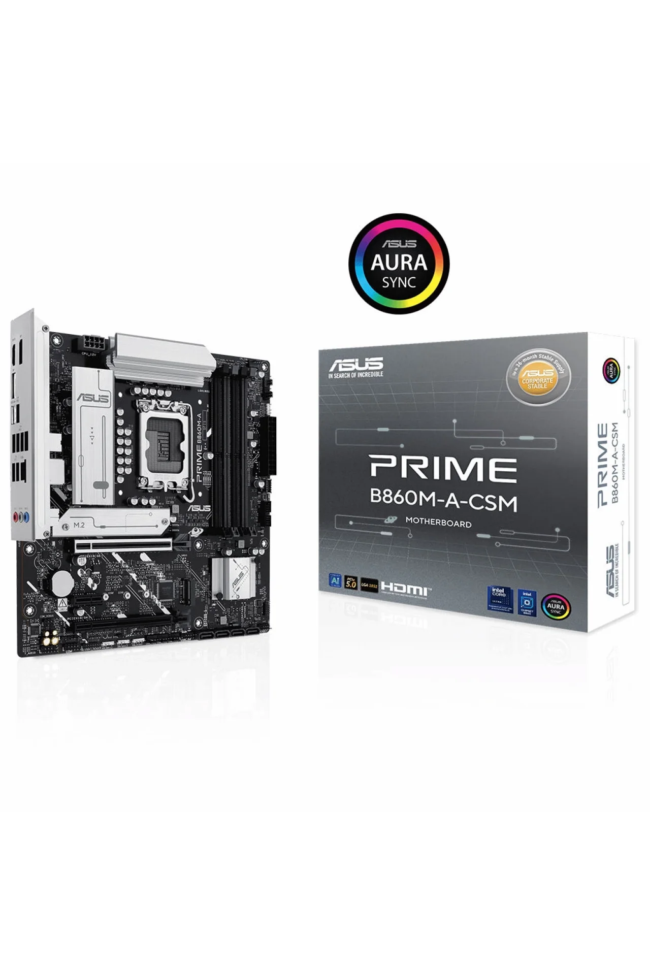 Asus Prime B860M-A-CSM 8666MHz (OC) DDR5 Soket LGA1851 M.2 HDMI DP mATX Anakart