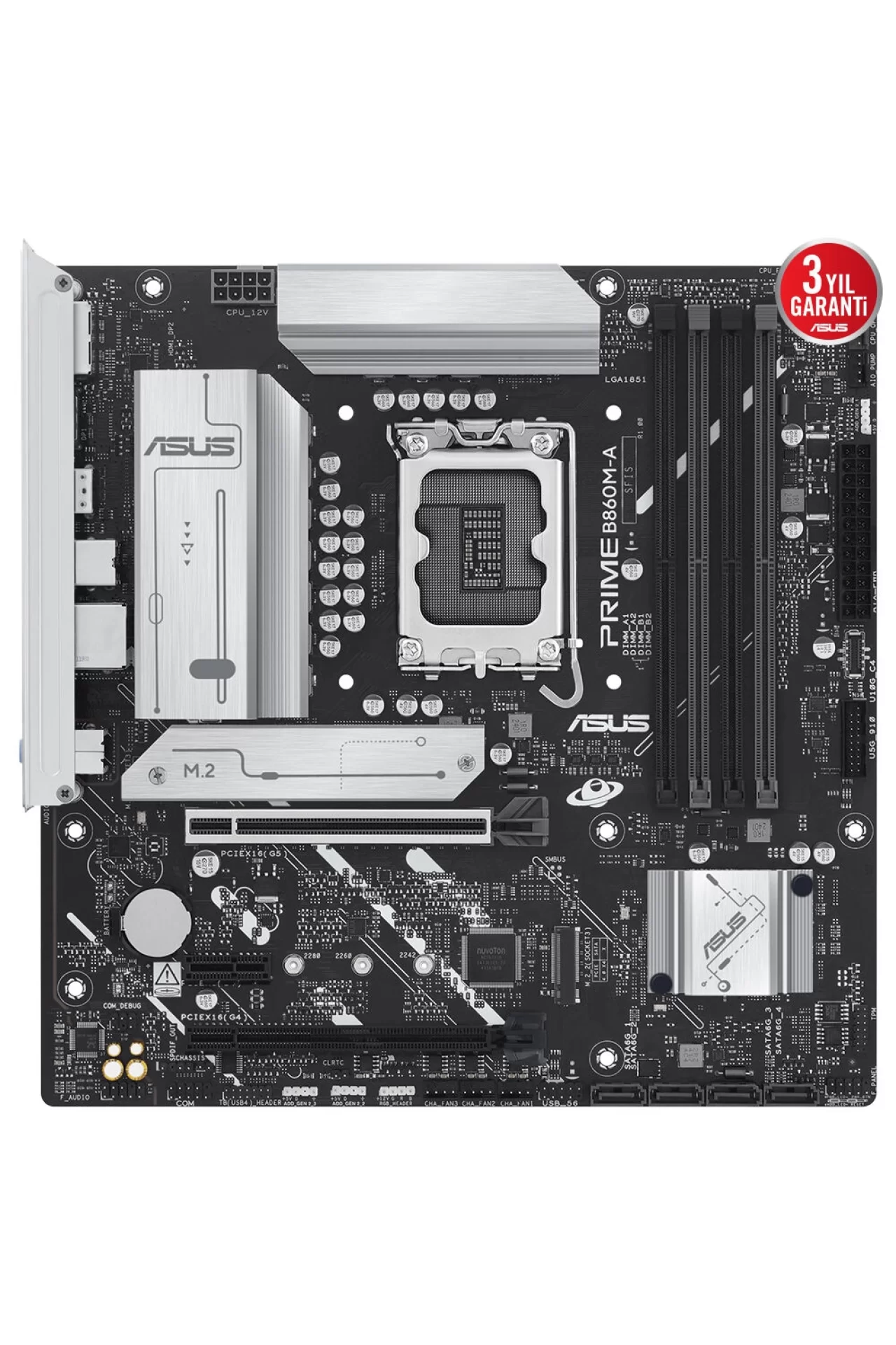 Asus Prime B860M-A-CSM 8666MHz (OC) DDR5 Soket LGA1851 M.2 HDMI DP mATX Anakart