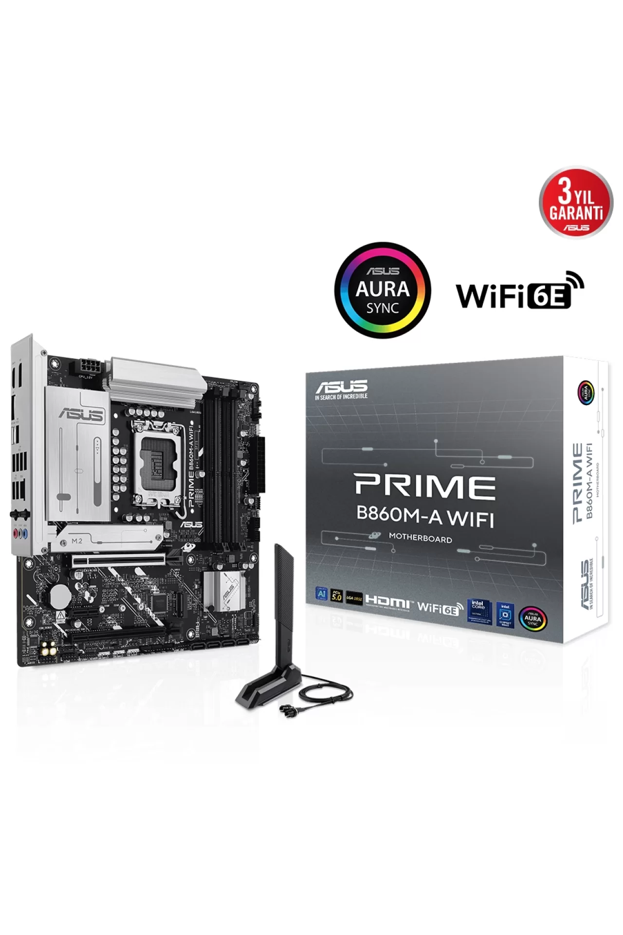 Asus Prime B860M-A WiFi 8666MHz (OC) DDR5 Soket LGA1851 M.2 HDMI DP mATX Anakart