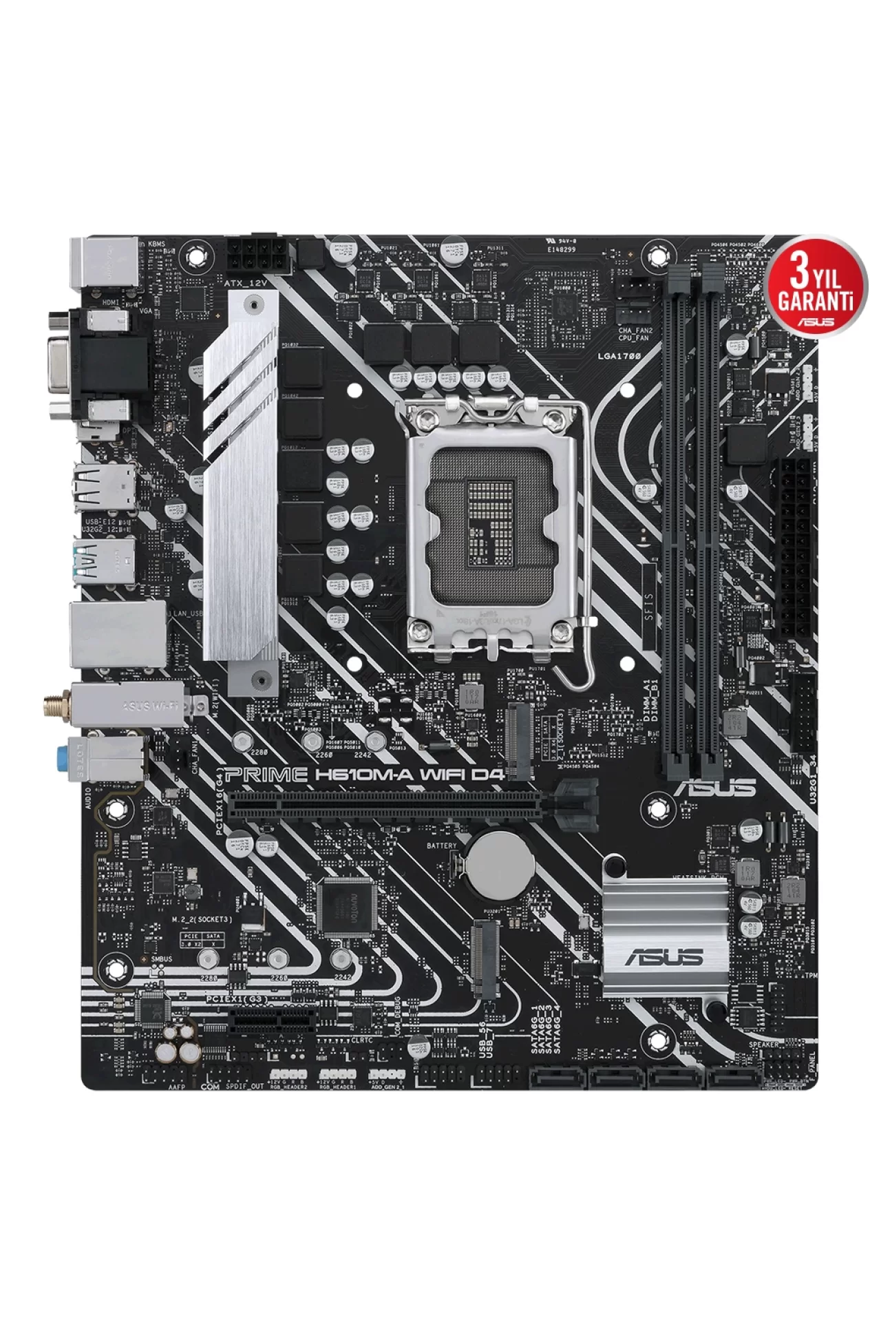 Asus Prime H610M-A WIFI D4 3200MHz DDR4 Soket 1700 M.2 HDMI DP VGA mATX Anakart
