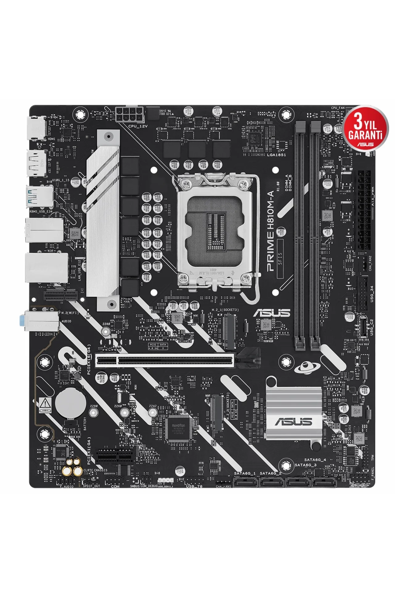Asus Prime H810M-A-CSM 6400MHz DDR5 Soket LGA1851 M.2 HDMI DP mATX Anakart