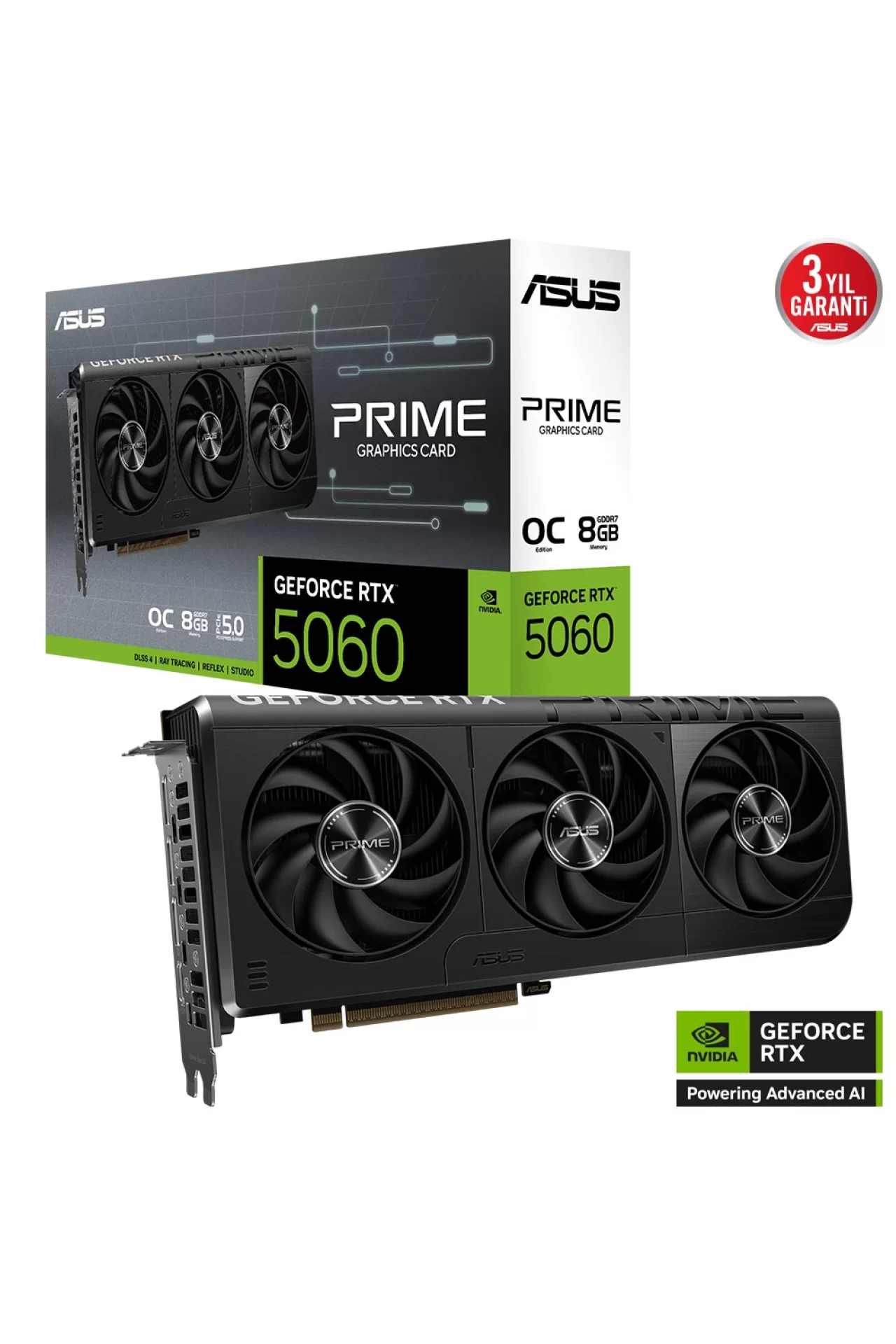 Asus Prime GeForce RTX 5060 OC 8GB GDDR7 128 Bit DLSS 4 Ekran Kartı